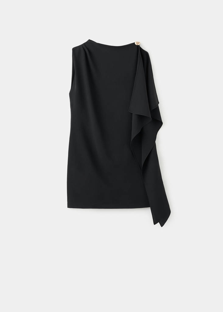 Short asymmetrical sleeve dress — Black