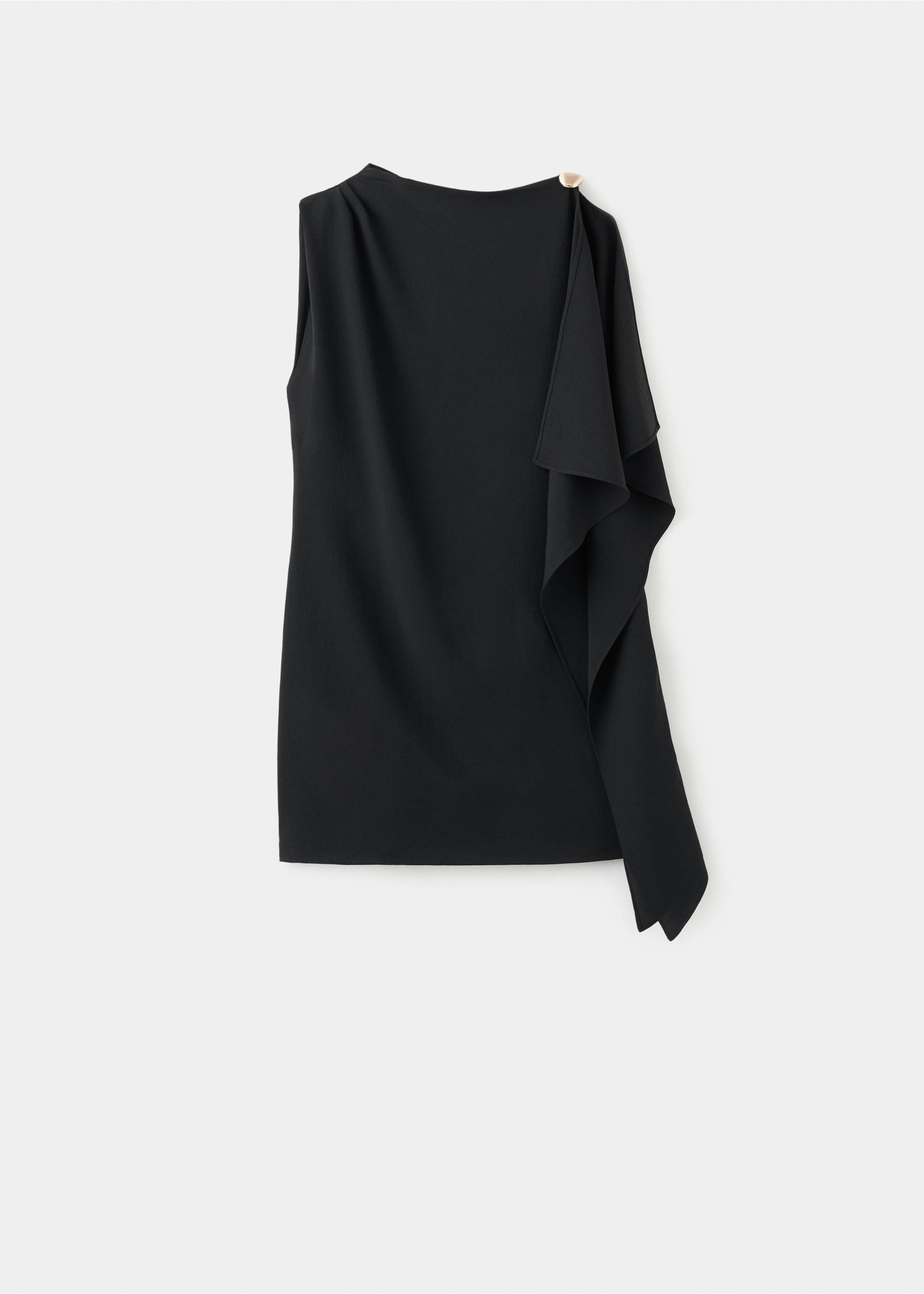 Korte jurk met asymmetrische mouw - Artikel zonder model, Zwart. Ref: 27084087-00.