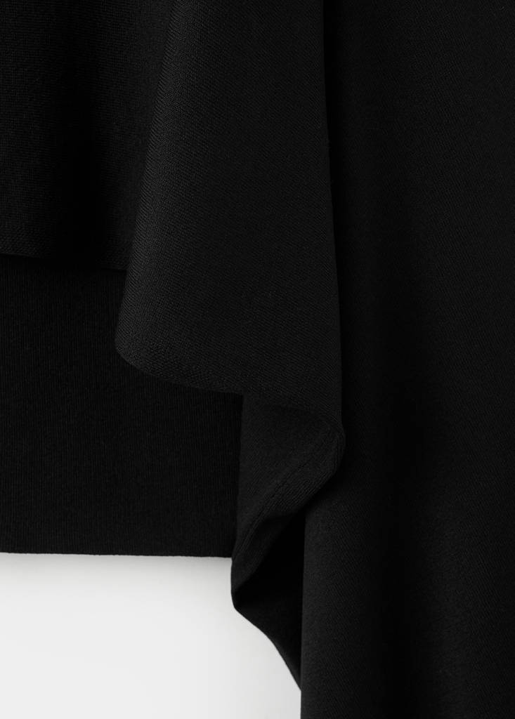 Round neck knitted cape — Black