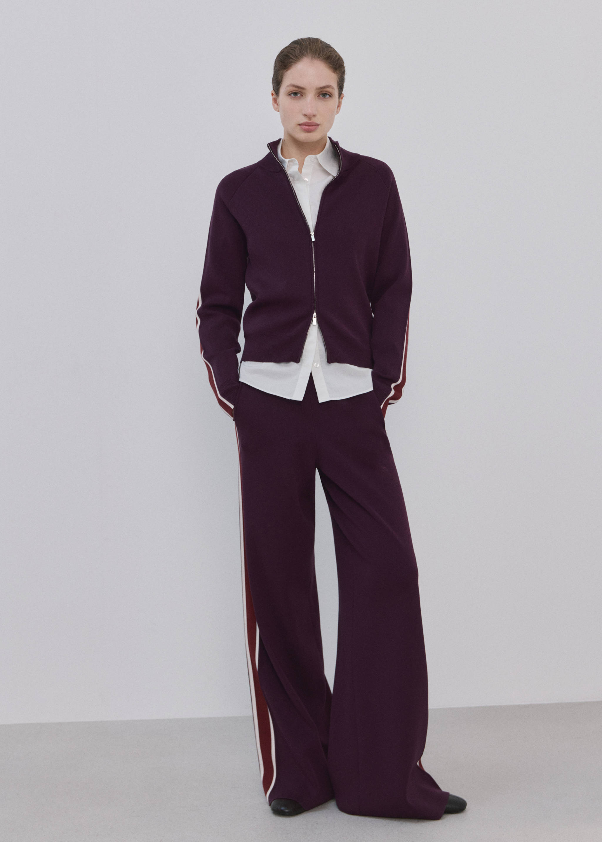 Cárdigan raya contraste cremallera - Plano general