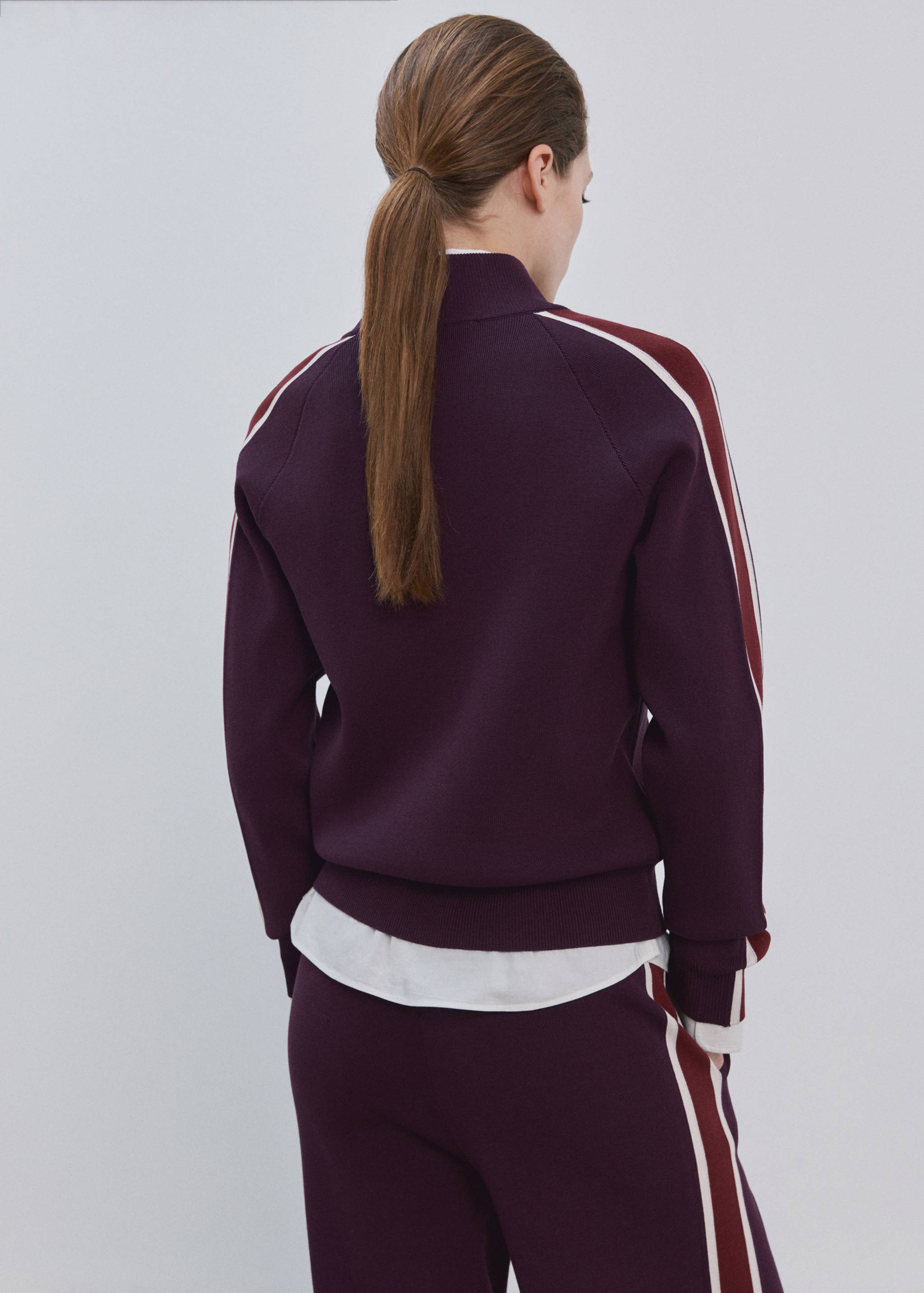 Cárdigan raya contraste cremallera - Reverso del artículo