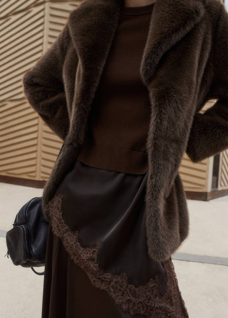 Jumper with lace detail — Chocolate