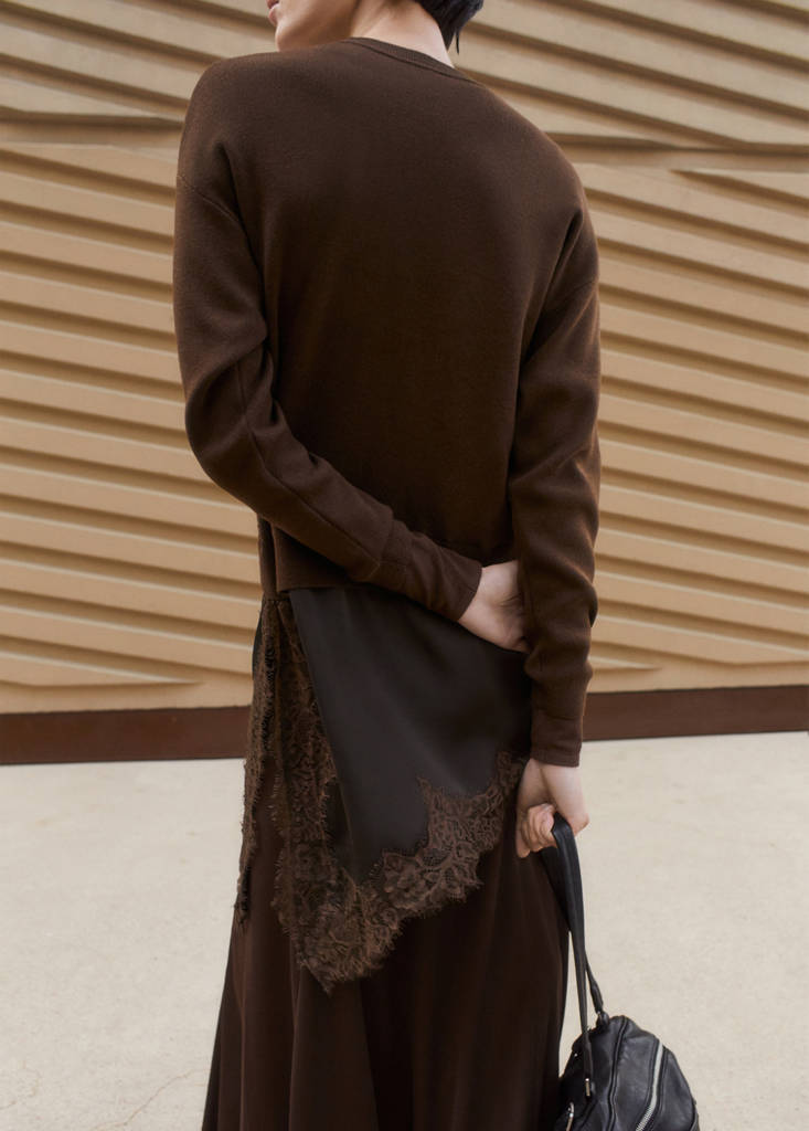 Jumper with lace detail — Chocolate