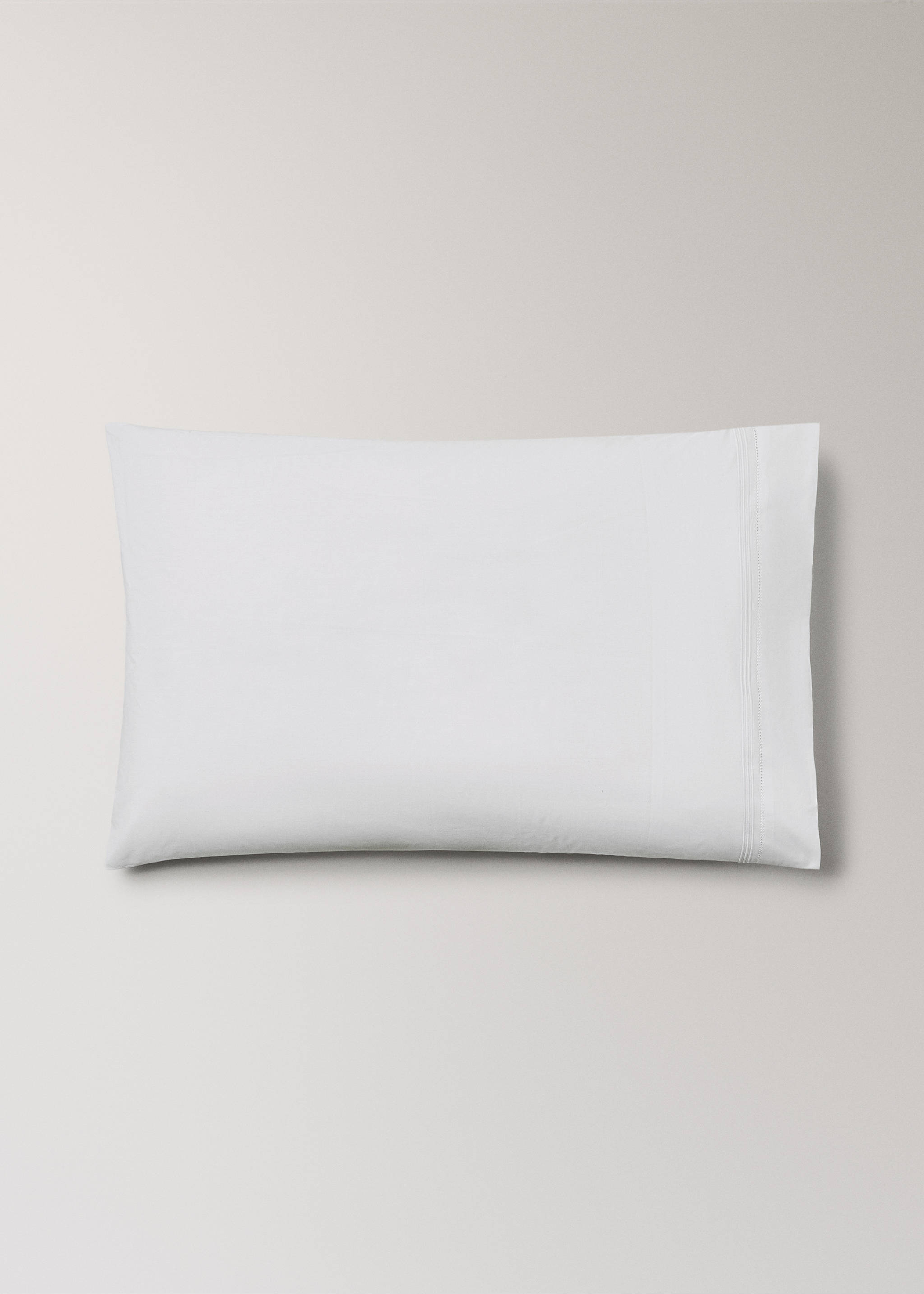 Percale cotton pillowcase with hemstitch 45x110 cm - Article without model, White. Ref: 27084093-00.