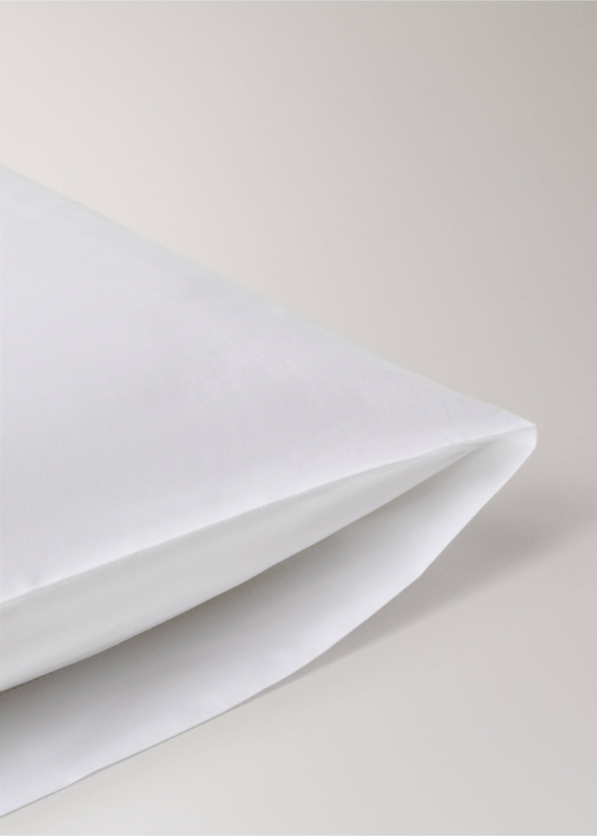 Percale cotton pillowcase with hemstitch 45x110 cm - Details of the article 1, White. Ref: 27084093-00.