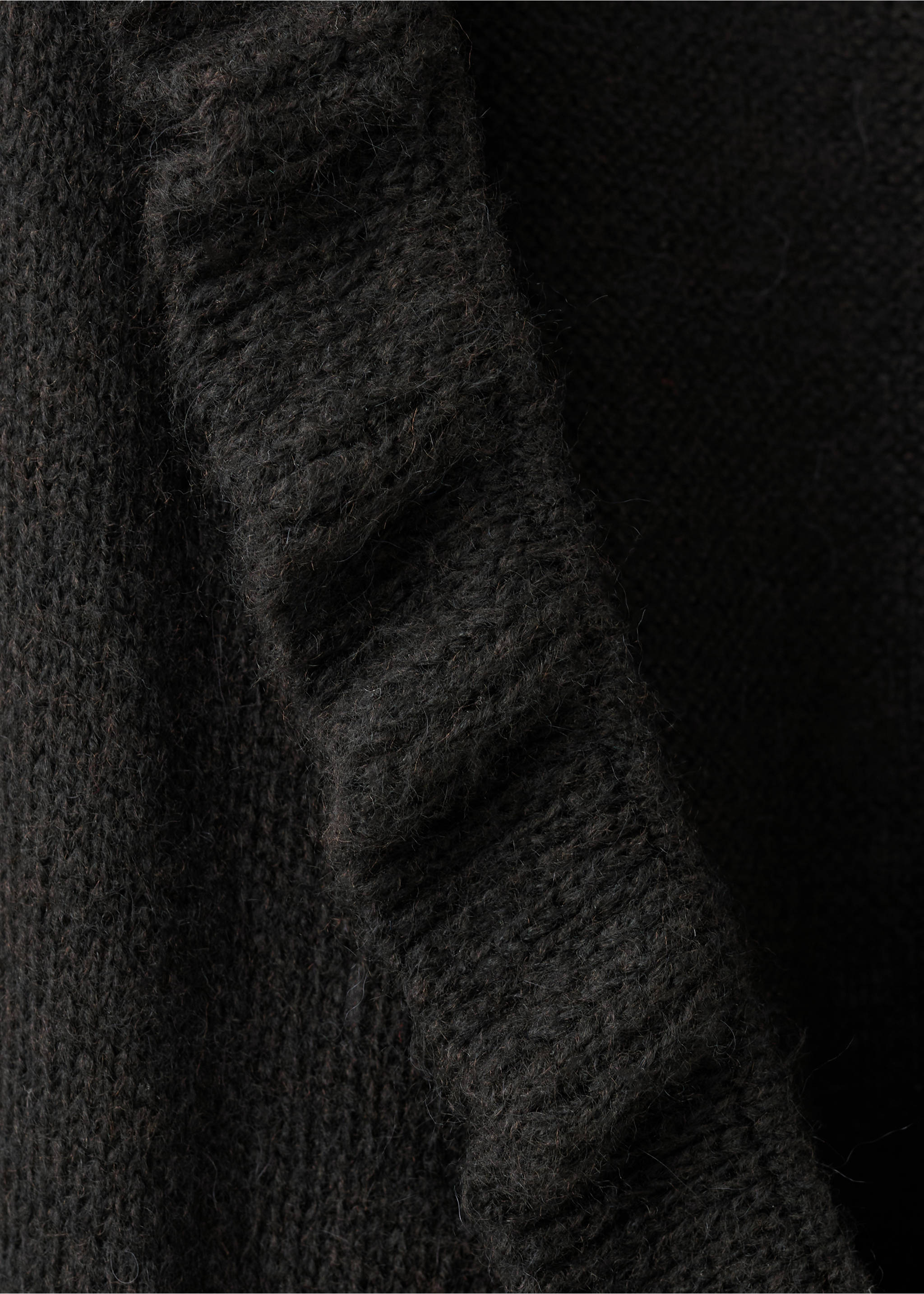Ruffle  knit cardigan - Details of the article 8, Charcoal. Ref: 27084097-00.