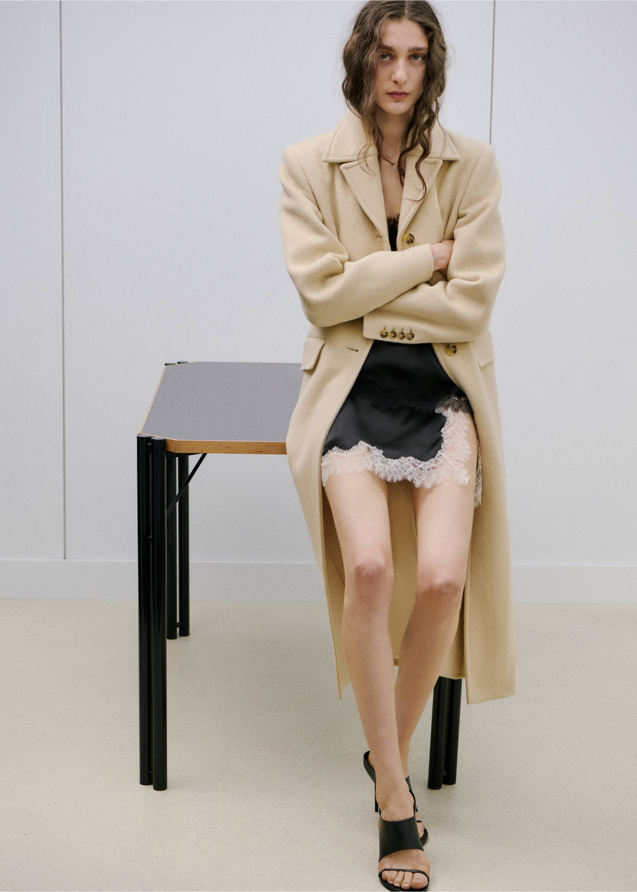 Rok renda satin - Tampilan Umum, Hitam. Ref: 27084100-00.