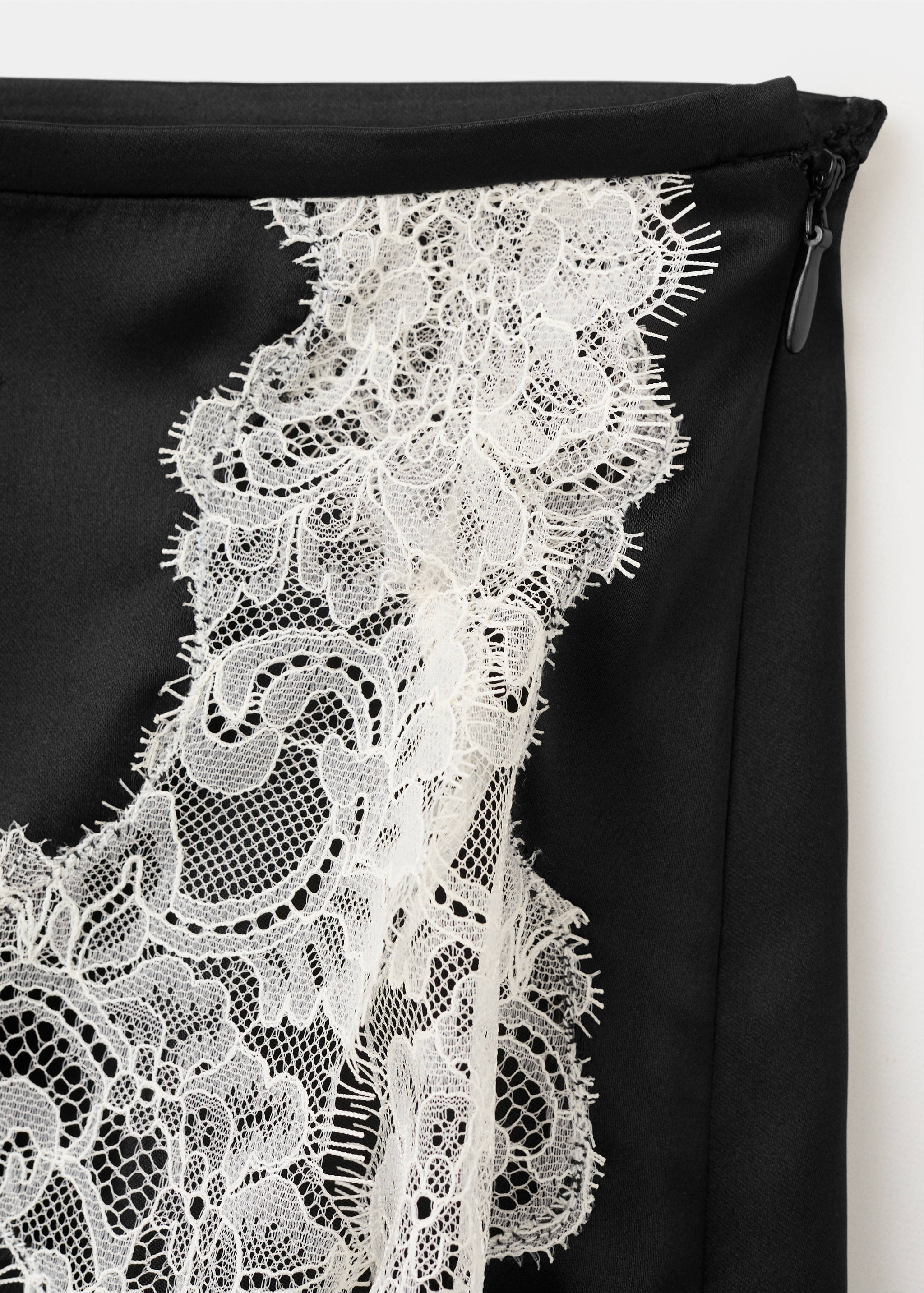 Rok renda satin - Rincian barang 8, Hitam. Ref: 27084100-00.