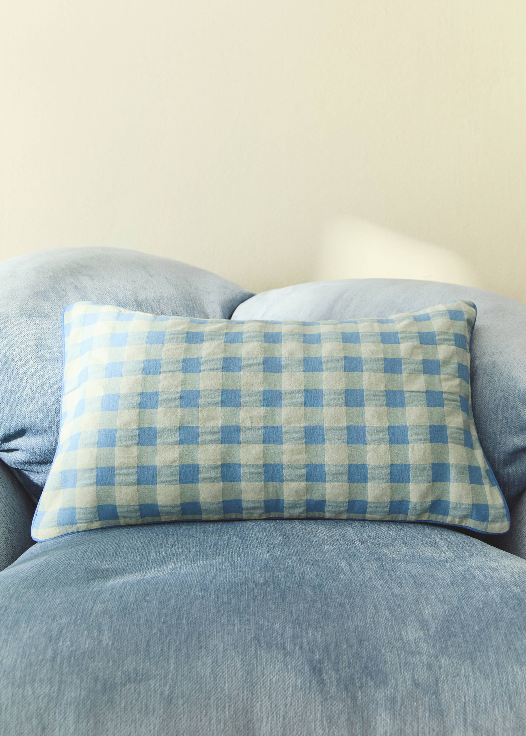 Children's check cushion cover 30x50 cm - General plane