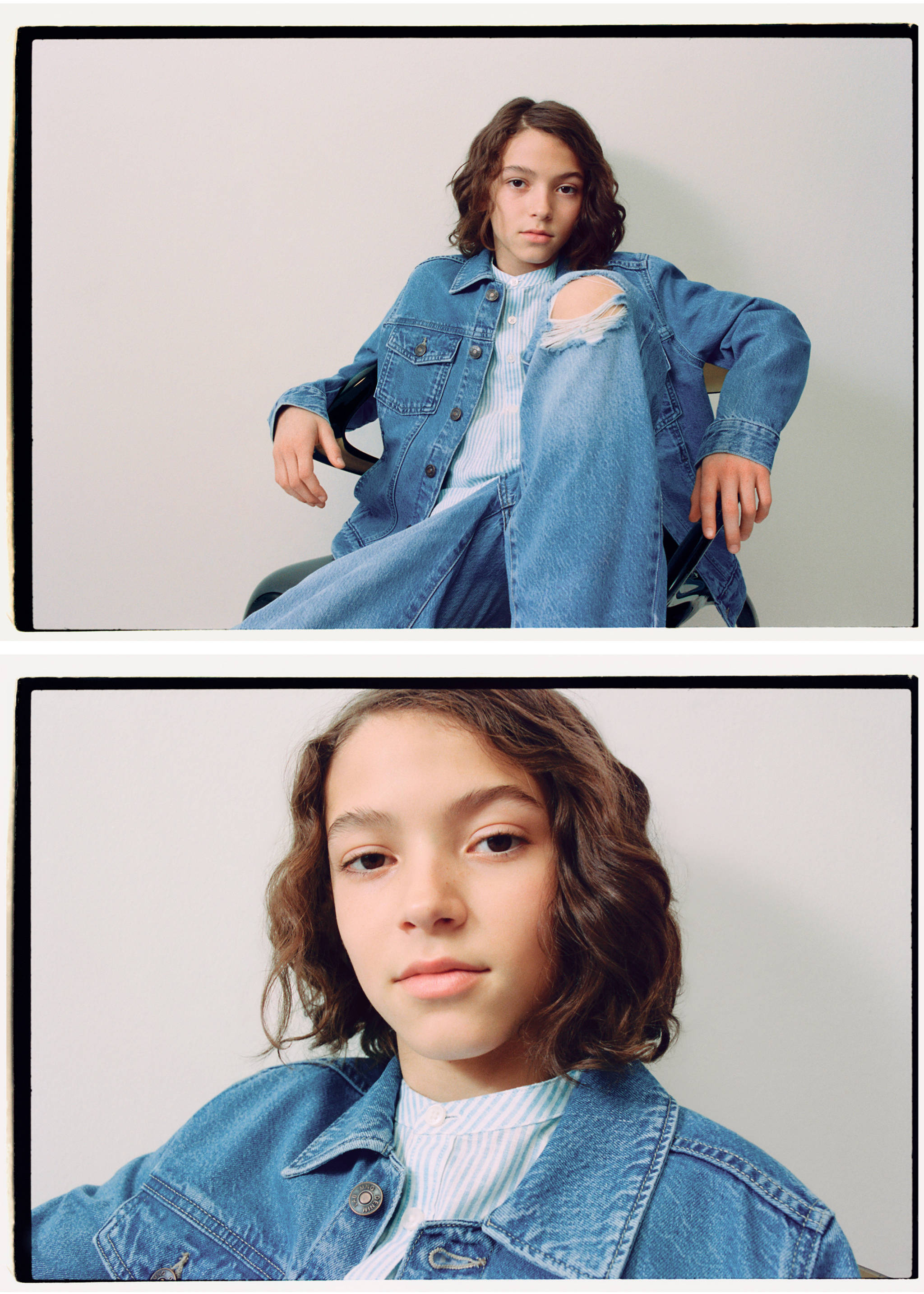 Blusão de ganga - Pormenor do artigo 5, Azul-médio. Ref: 27084403-00.