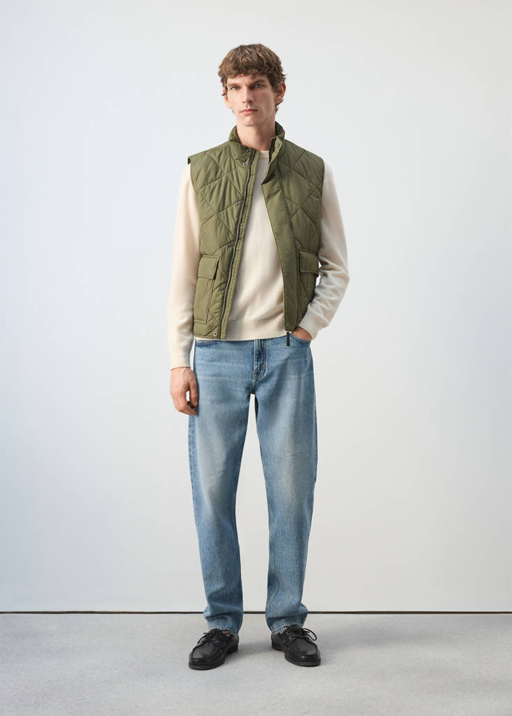 Lightweight quilted water-repellent quilted gilet — Olive Green