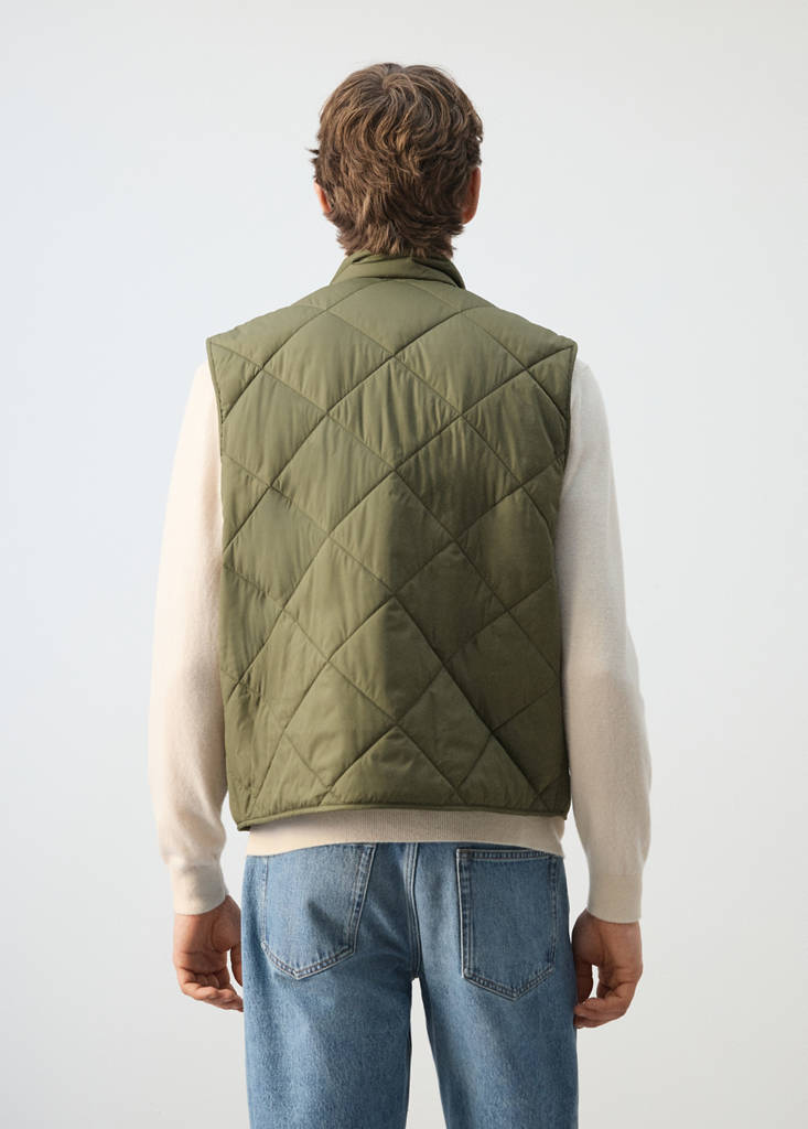 Lightweight quilted water-repellent quilted gilet — Olive Green