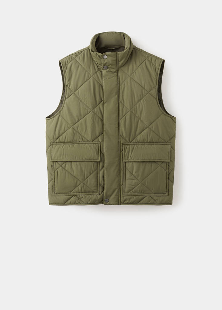Lightweight quilted water-repellent quilted gilet — Olive Green