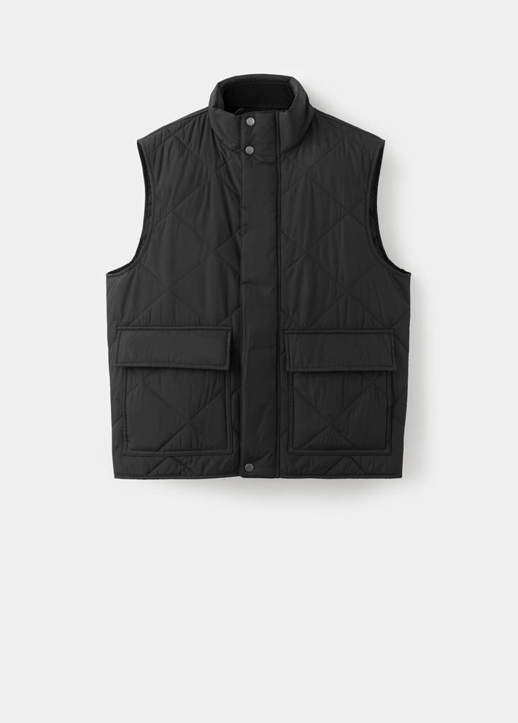 Lightweight quilted water-repellent quilted gilet — Black
