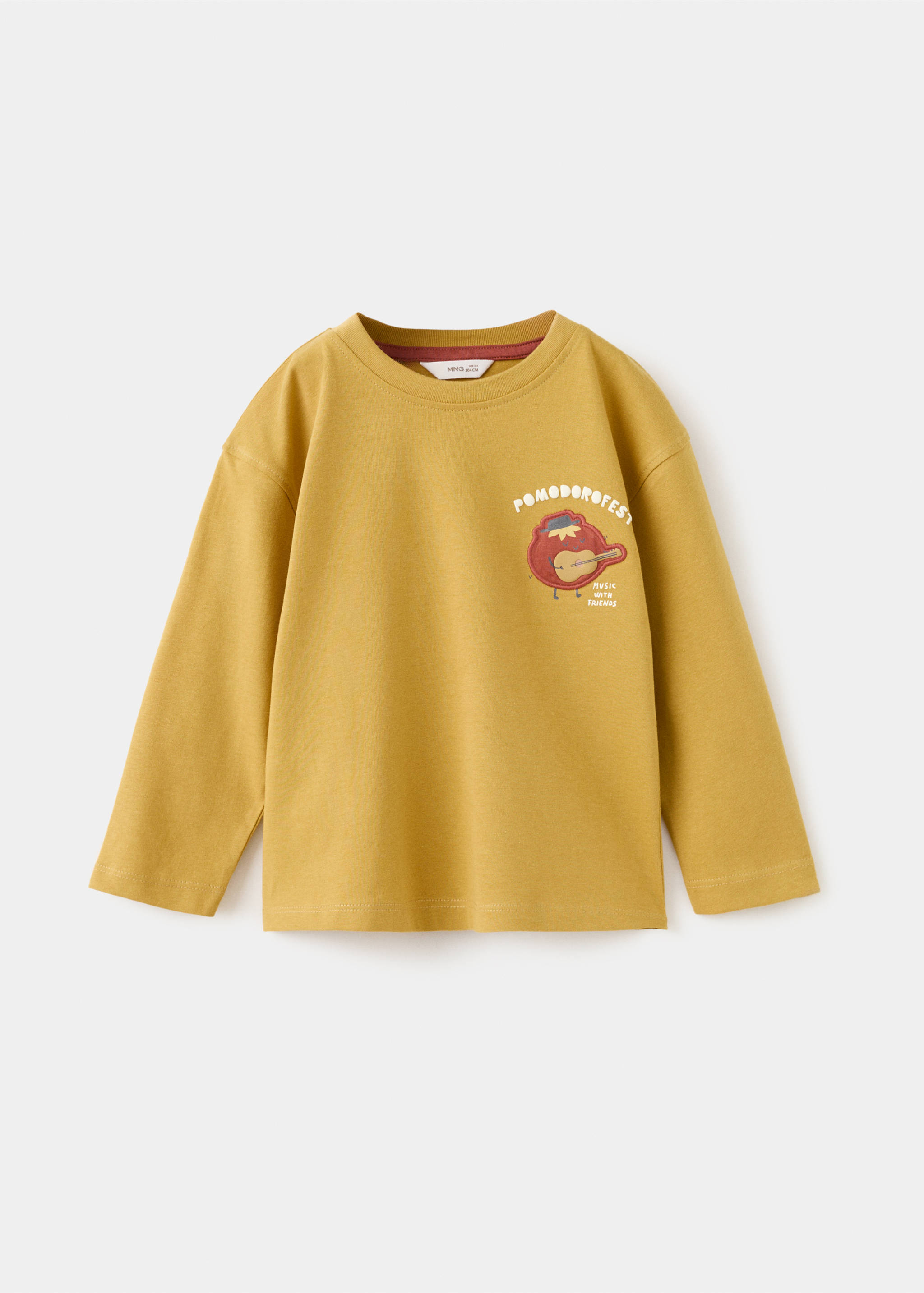 Бавовняна футболка з принтованим малюнком - Товар без моделі, Гірчичний. Ref: 27084408-00.