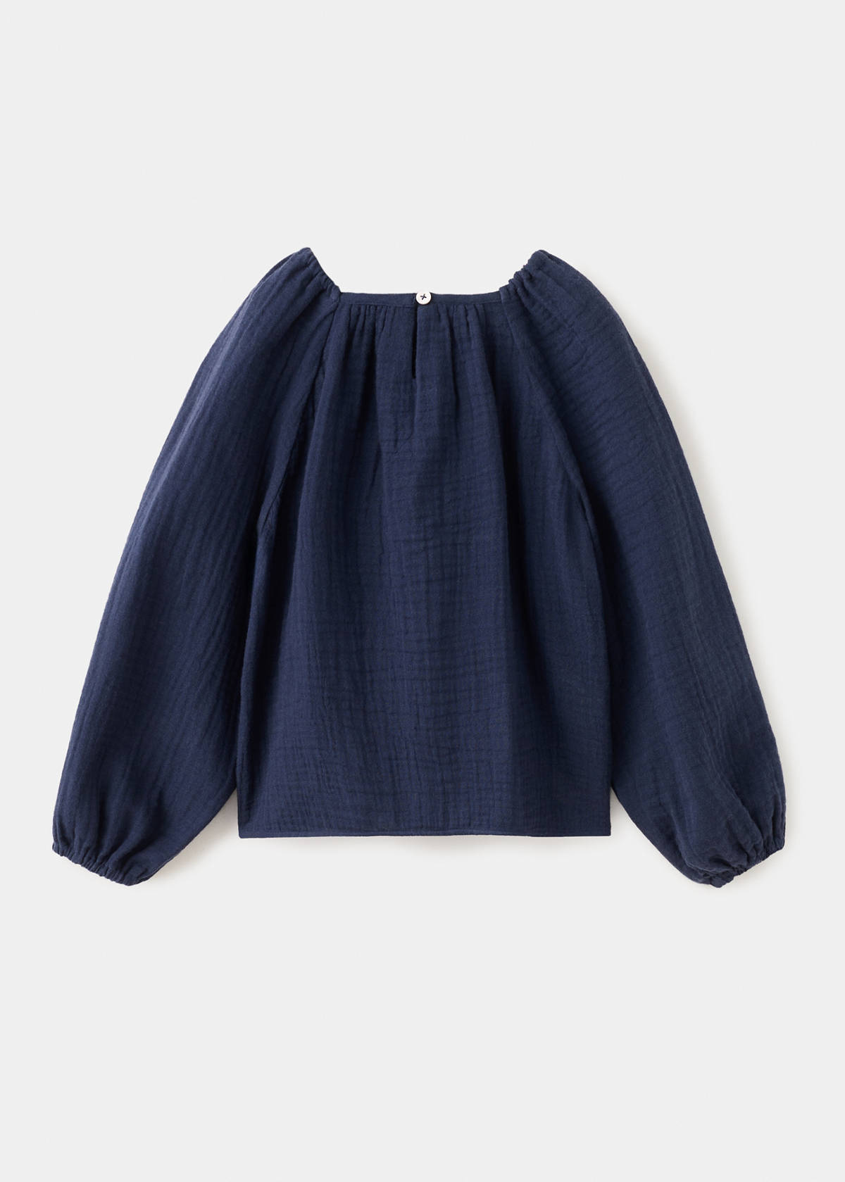 Floral embroidery blouse — Navy