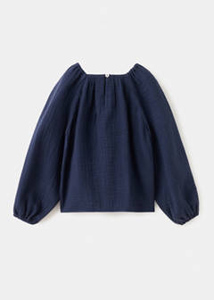 Floral embroidery blouse — Navy 5
