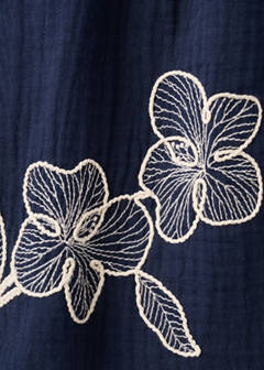 Floral embroidery blouse — Navy 6