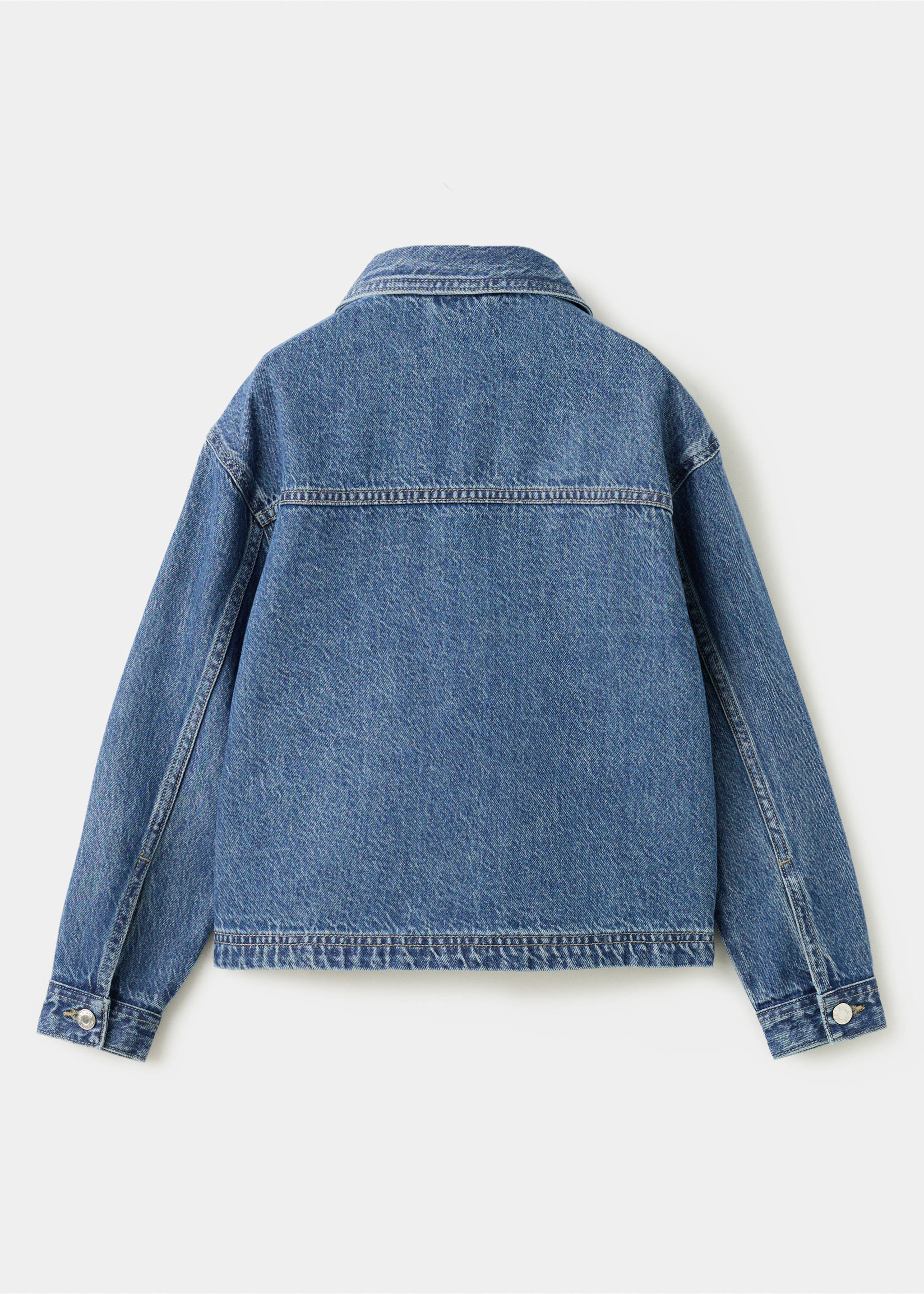 Denim jacket with flower detail - Reverse of the article, Medium Blue. Ref: 27084415-00.