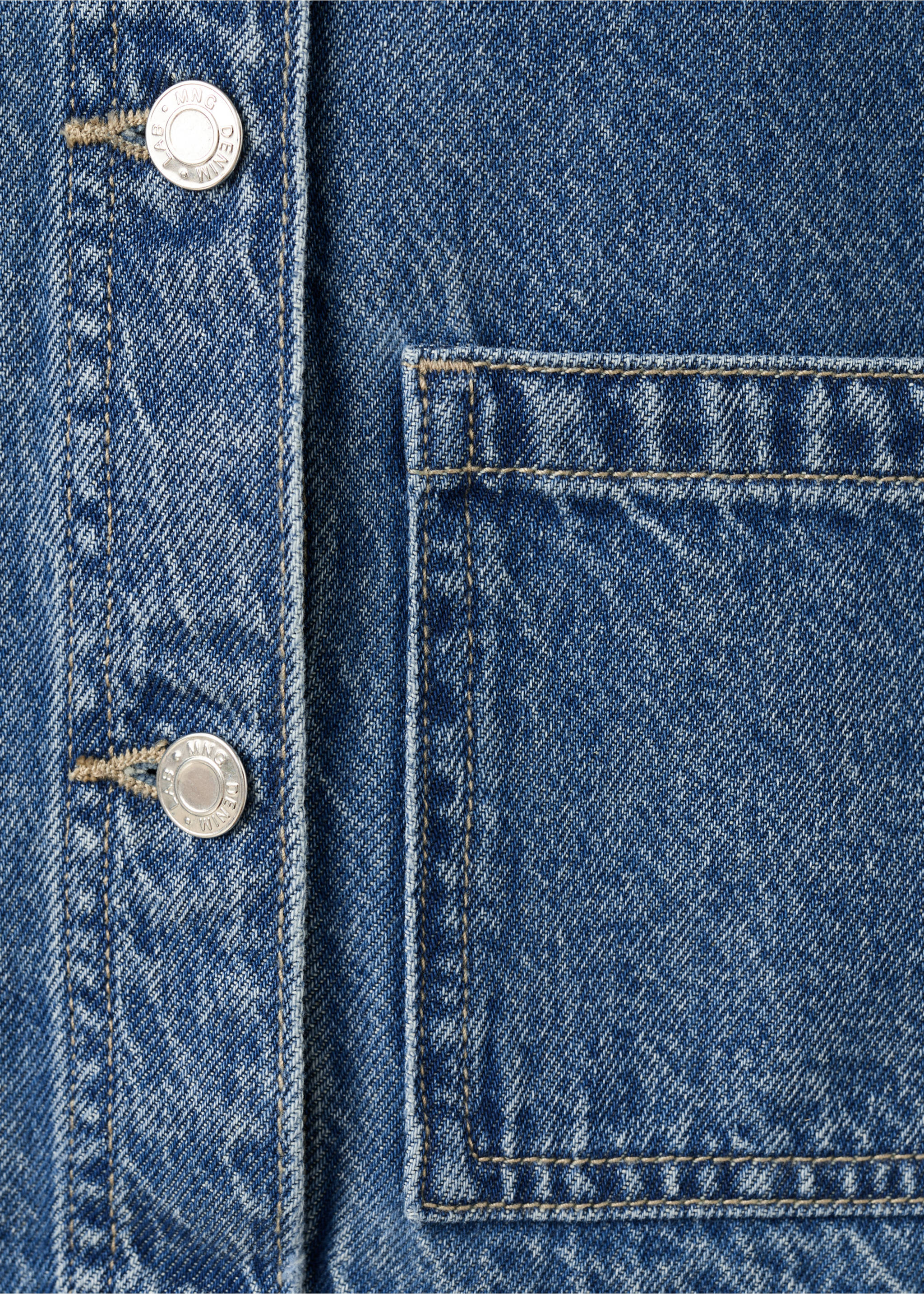 Denim jacket with flower detail - Details of the article 0, Medium Blue. Ref: 27084415-00.