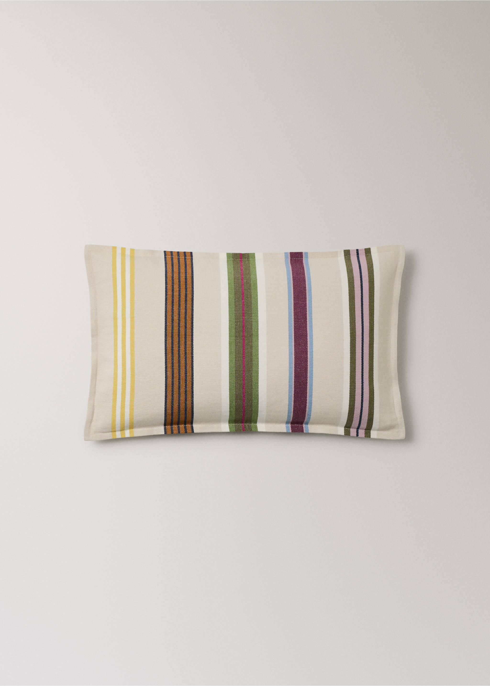 Multi-stripe cushion cover with piping 30x5 cm - Article without model, Green. Ref: 27084420-00.