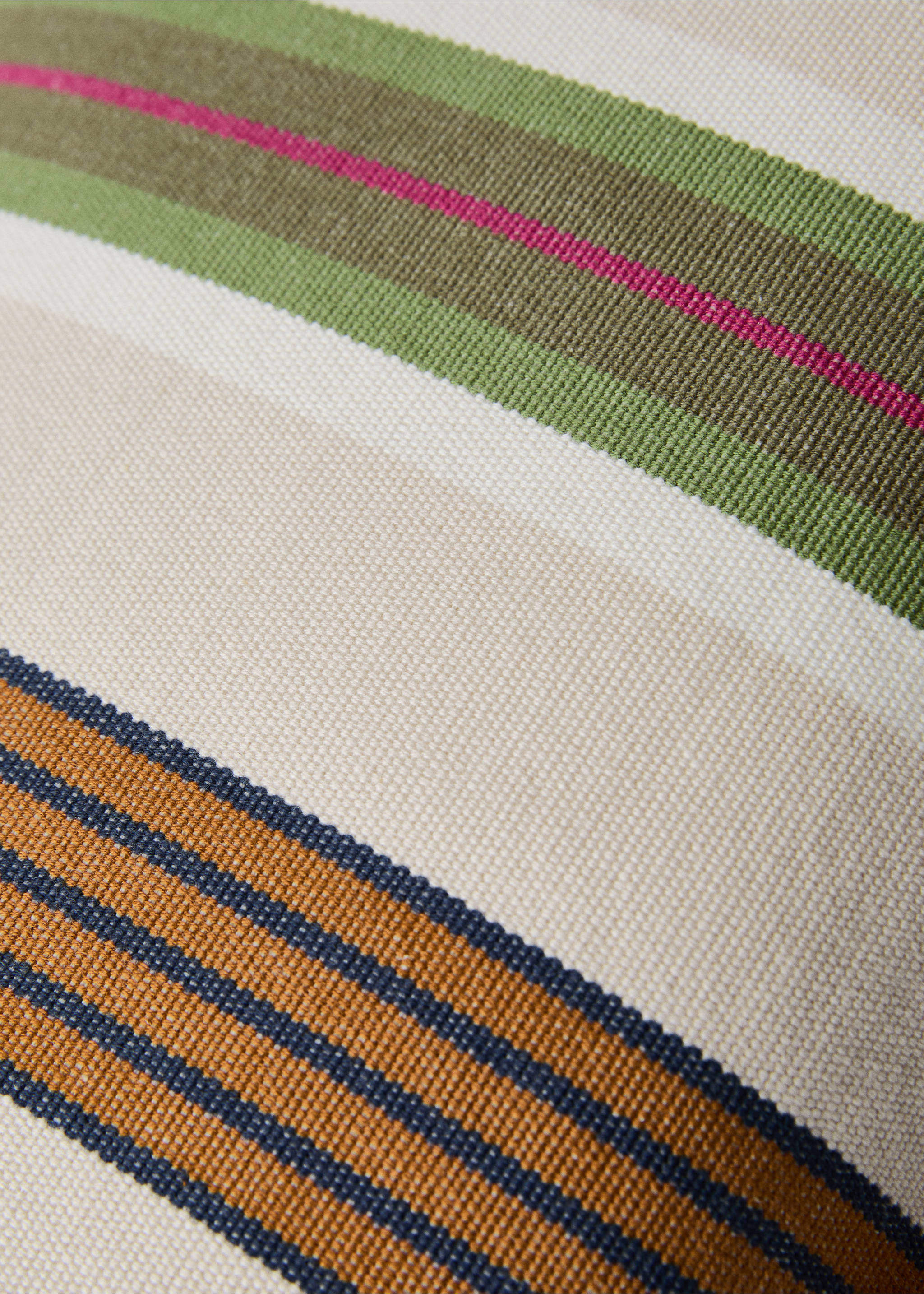 Multi-stripe cushion cover with piping 30x5 cm - Details of the article 3, Green. Ref: 27084420-00.