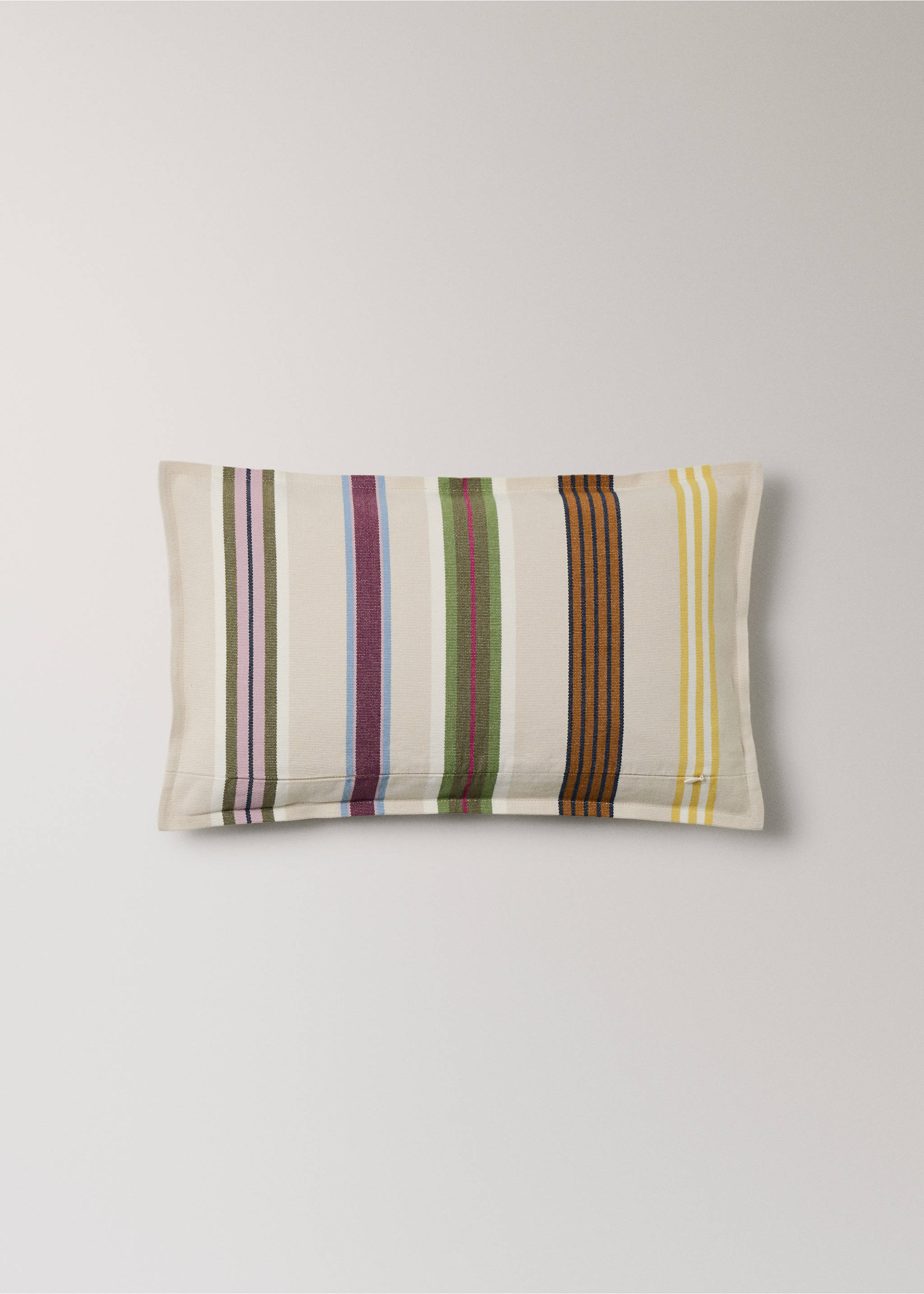 Multi-stripe cushion cover with piping 30x5 cm - Details of the article 4, Green. Ref: 27084420-00.