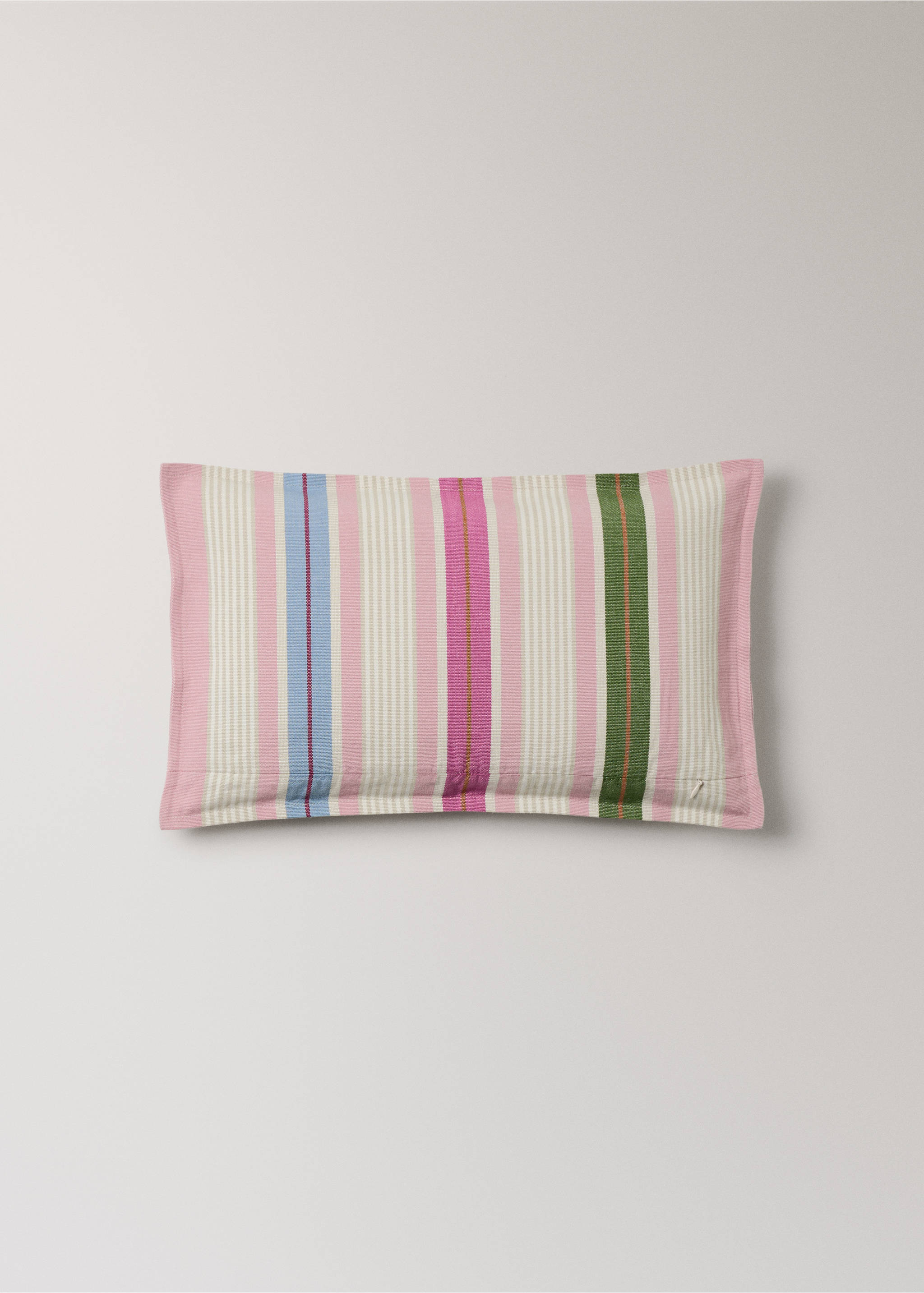 Multi-stripe cushion cover with piping 30x5 cm - Details of the article 4, Pink. Ref: 27084420-00.