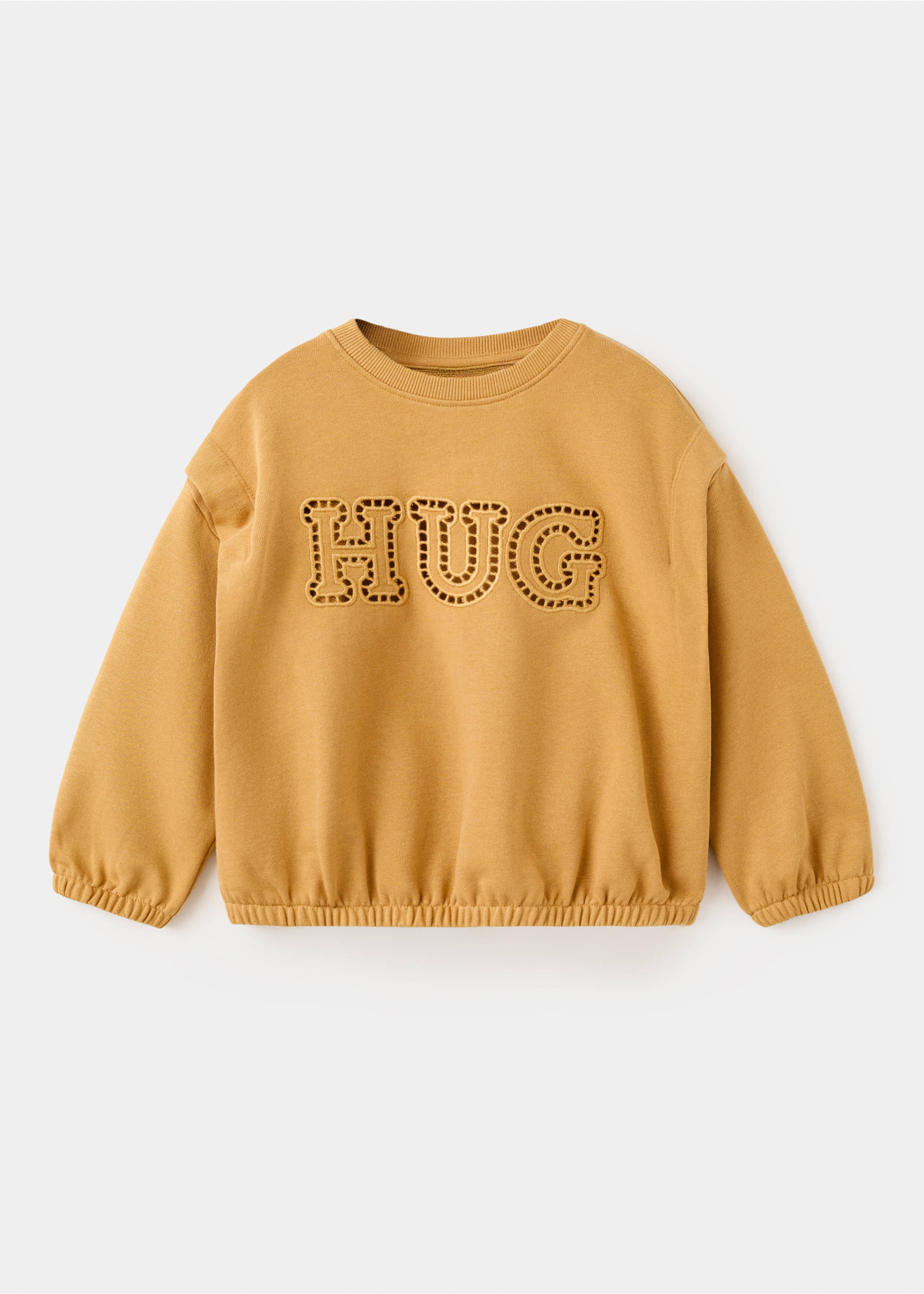 Cotton sweatshirt with embroidered text - Article without model, Ochre. Ref: 27084421-00.