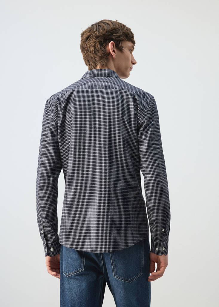 Regular fit check cotton shirt — Navy