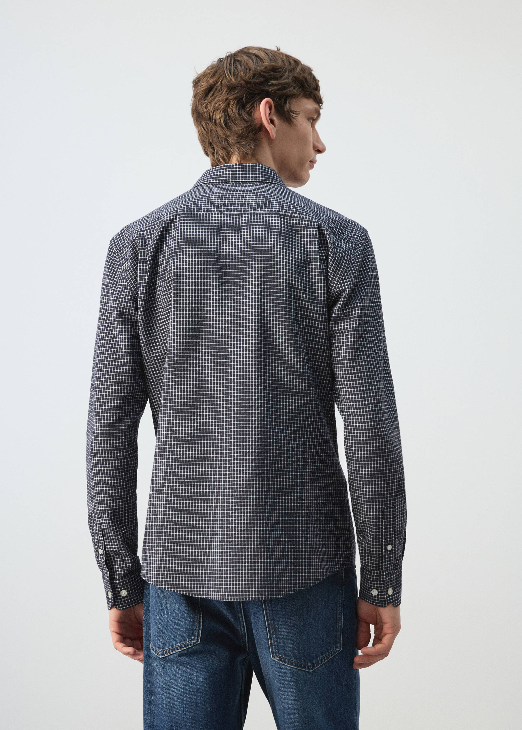 Хлопковая рубашка regular fit в клетку - Обратная сторона изделия