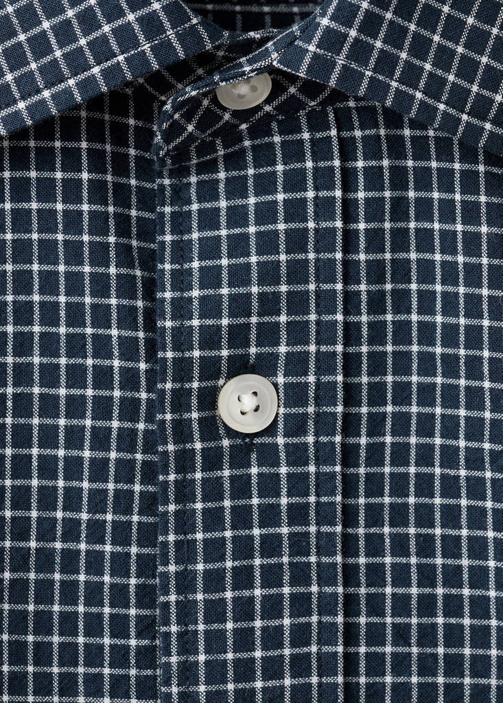 Regular fit check cotton shirt — Navy