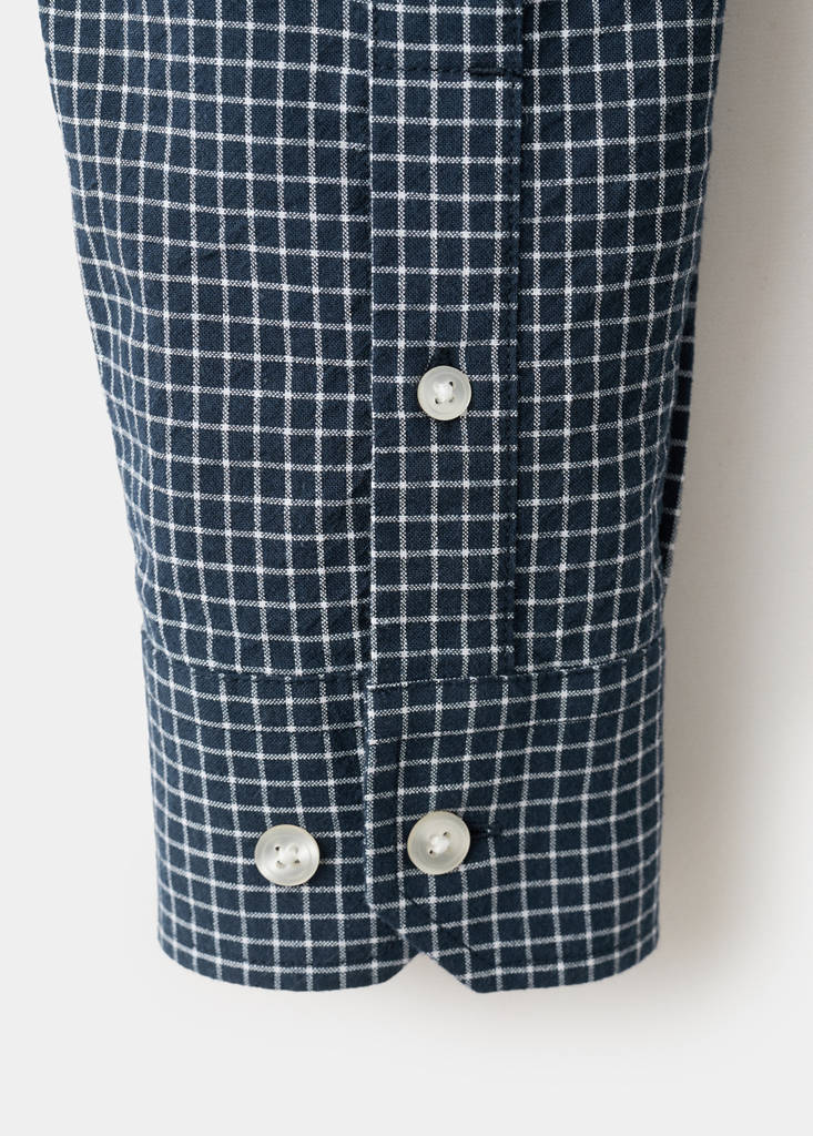 Regular fit check cotton shirt — Navy