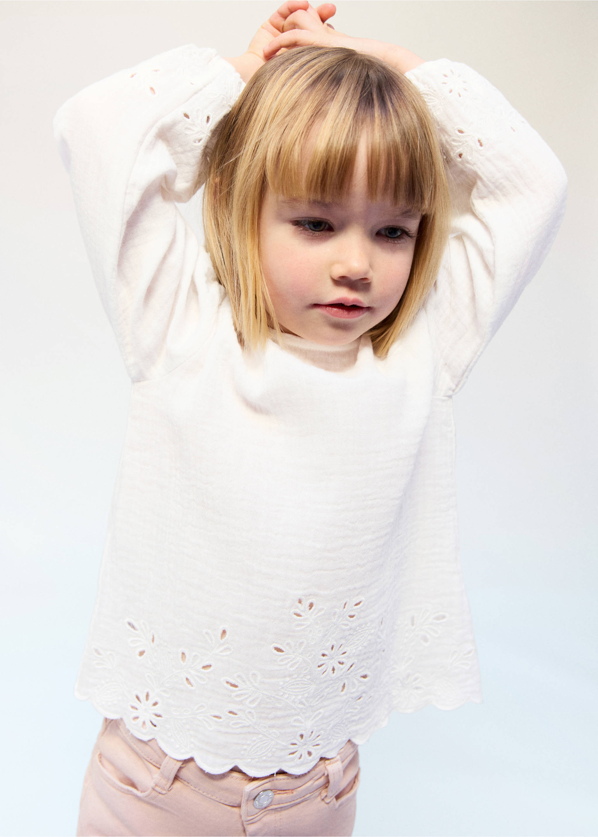 Blusa algodón detalles calados - Detalle del artículo 1, Blanco. Ref: 27084427-00.