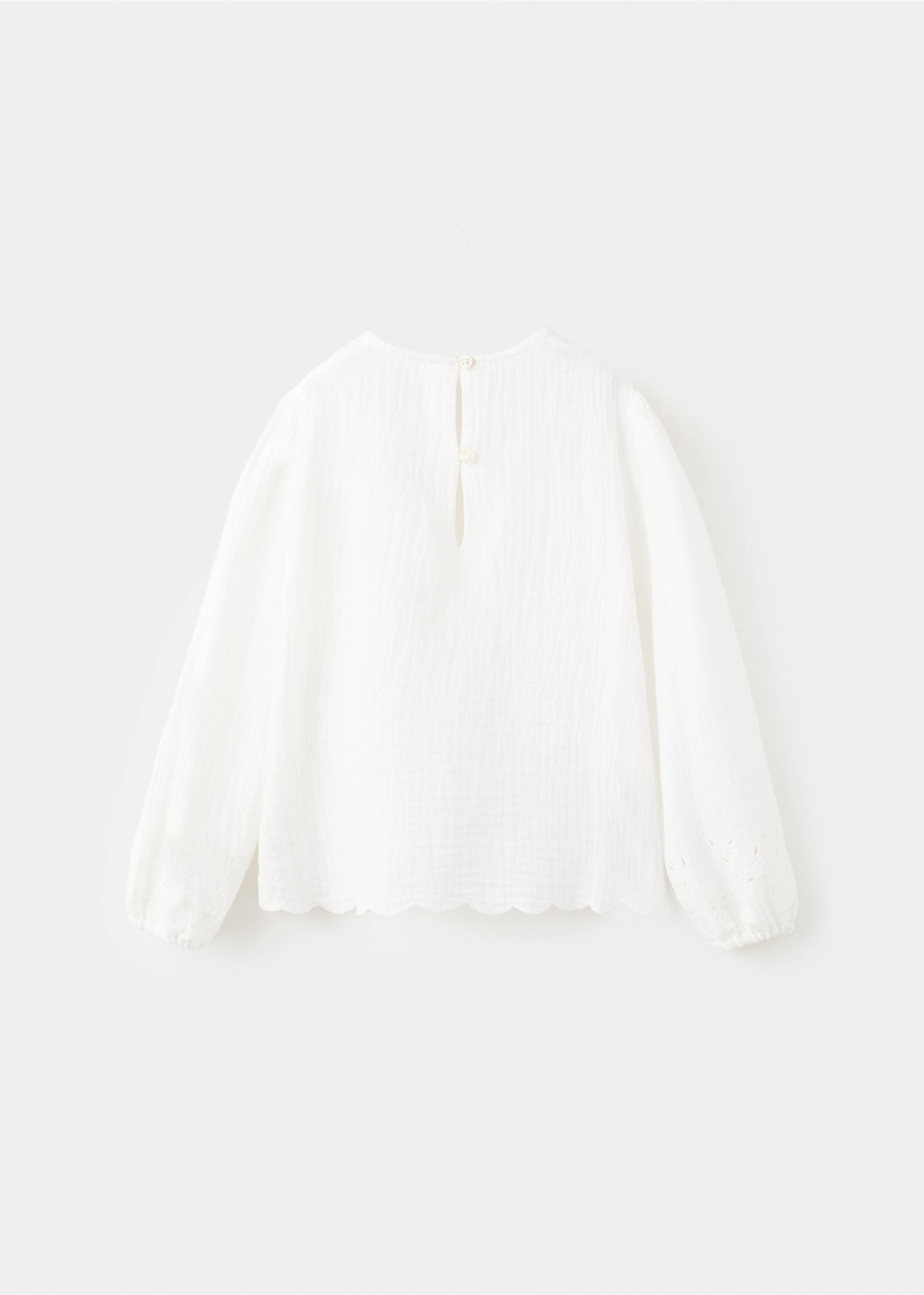 Blusa algodón detalles calados - Reverso del artículo, Blanco. Ref: 27084427-00.