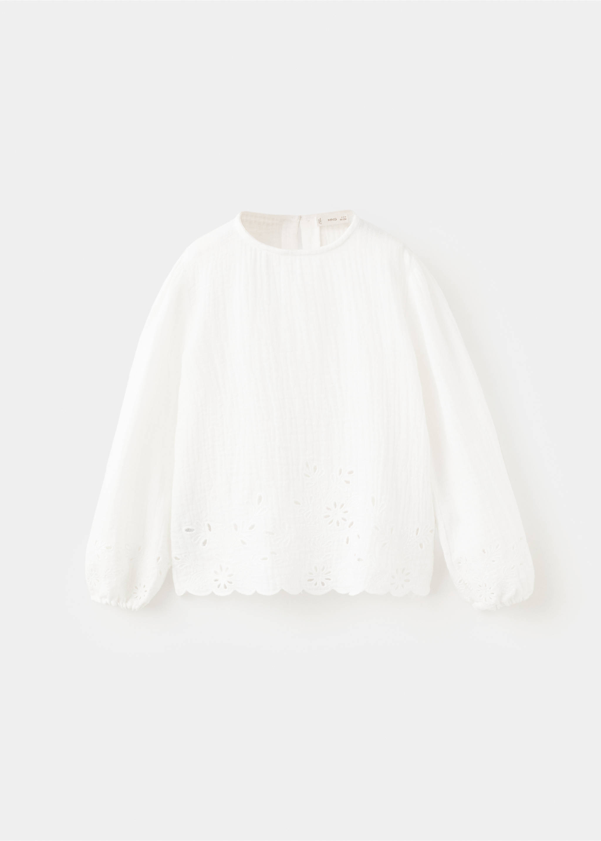 Blouse coton détails ajourés - Article sans modèle, Blanc. Ref: 27084427-00.