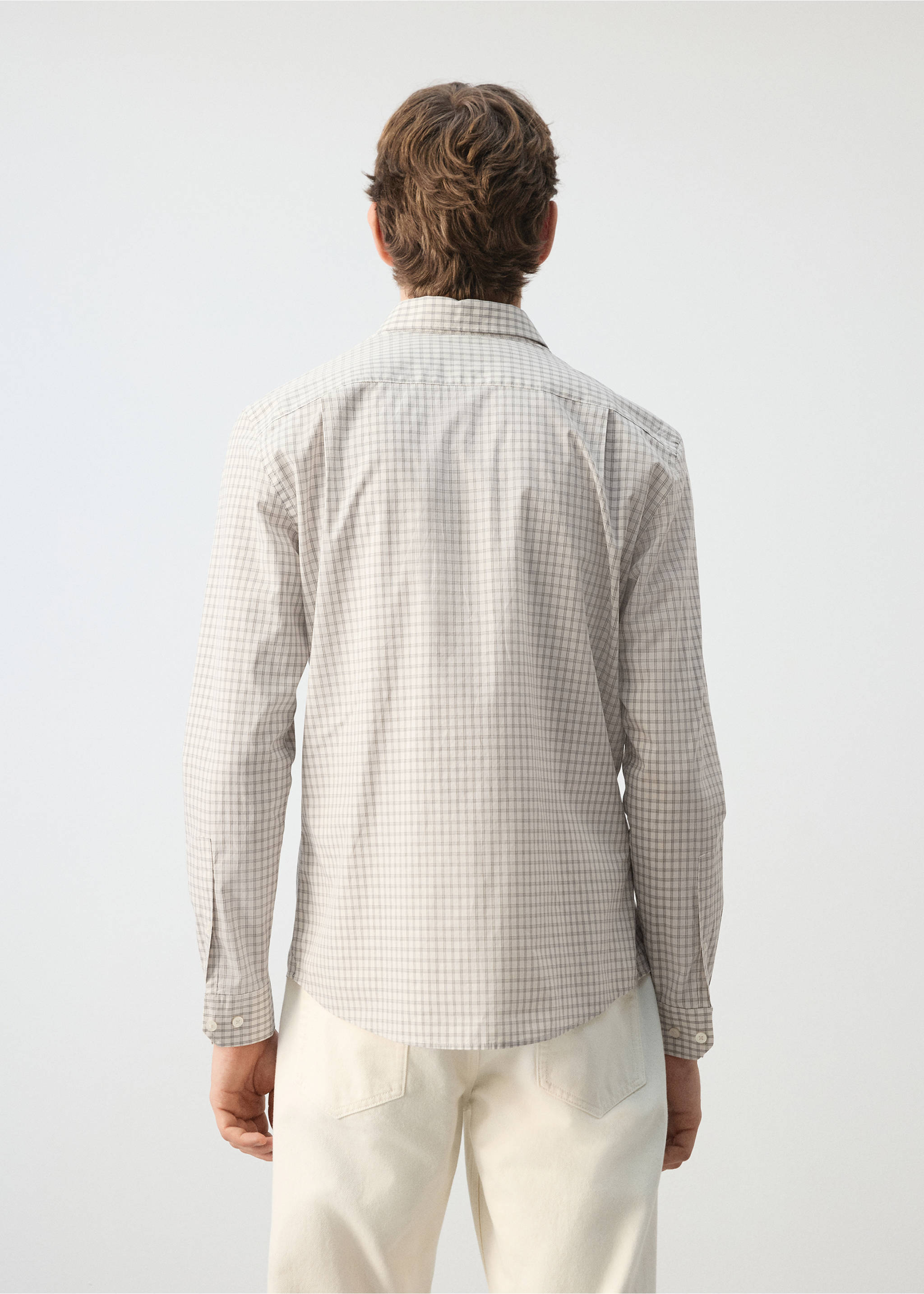 Chemise 100 % coton regular-fit carreaux - Verso de l’article, Gris clair/pastel. Ref: 27084428-00.