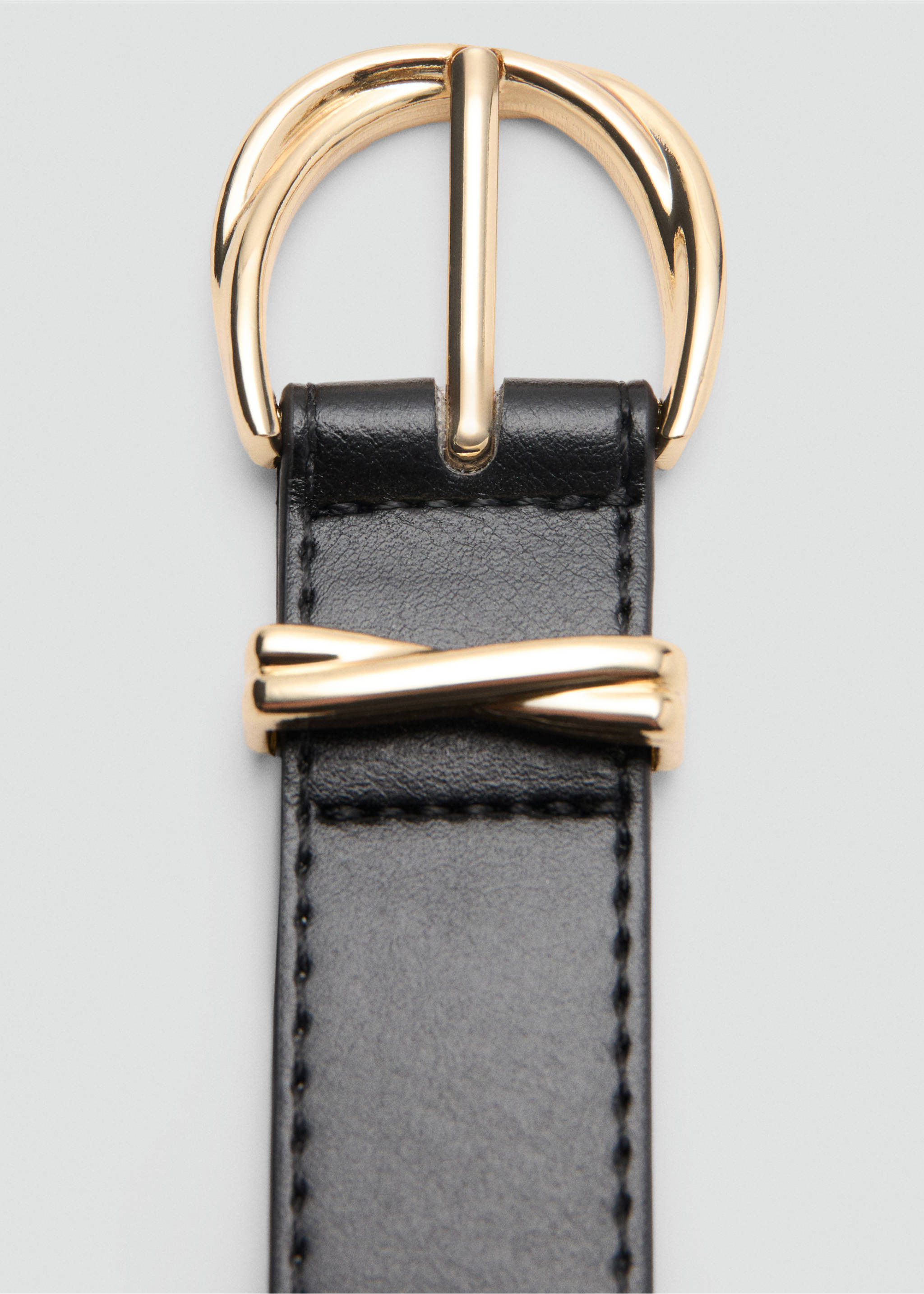 Oval buckle belt - Details of the article 1, Black. Ref: 27084433-00.