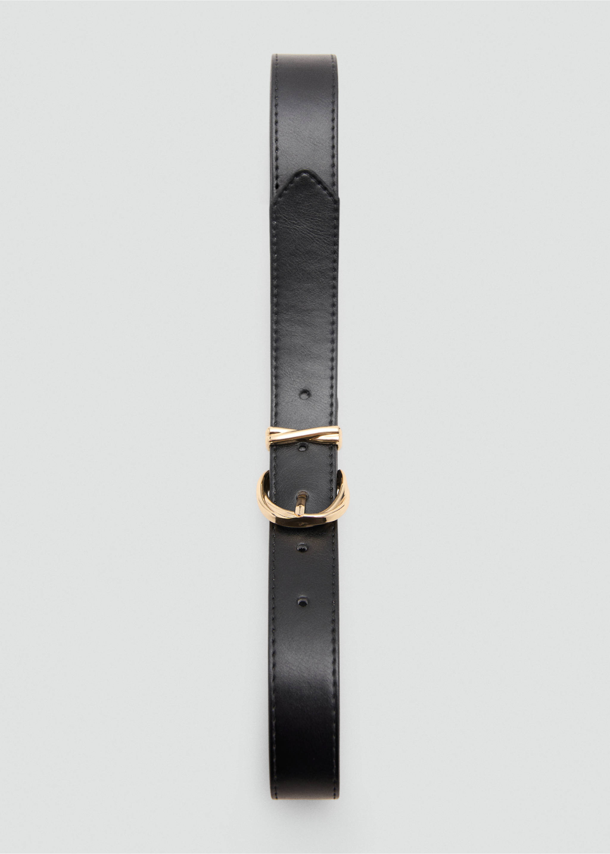 Oval buckle belt - Details of the article 2, Black. Ref: 27084433-00.