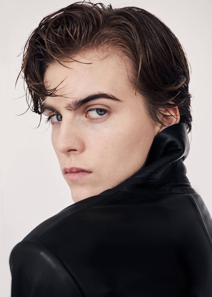 Straight leather coat with pockets — Black