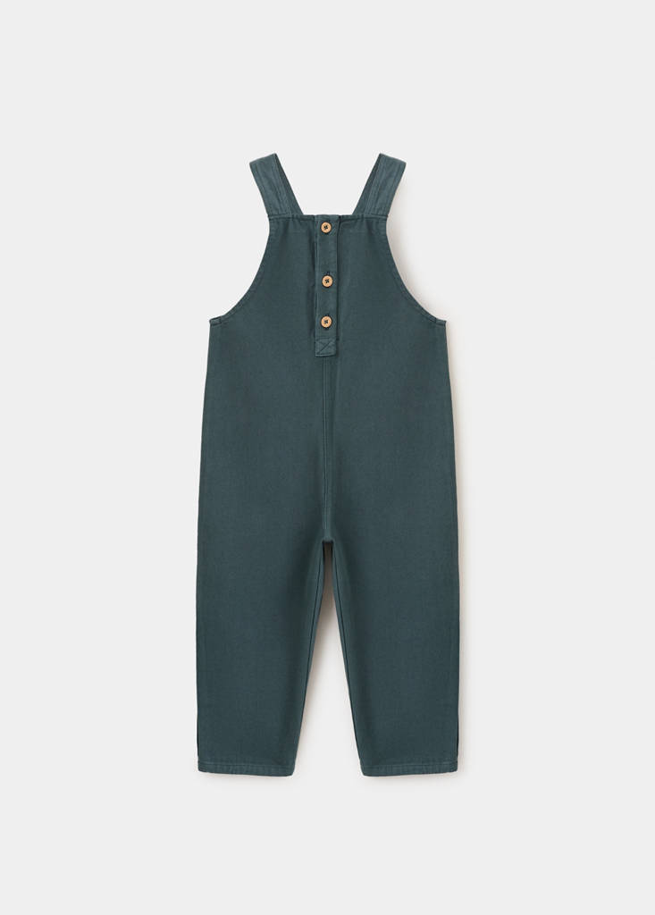 Long cotton dungarees — Green