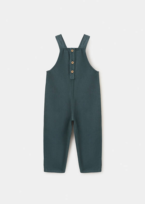 Long cotton dungarees — Green
