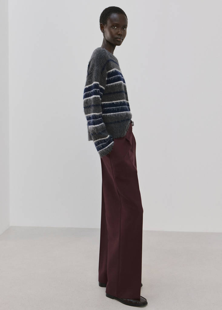 MANGO - Pantalon droit avec ceinture lie de vin - 38