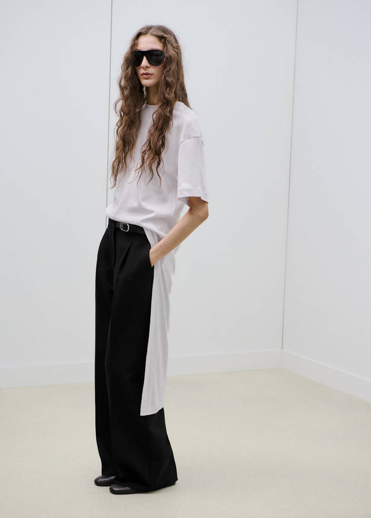 MANGO - Pantalon droit avec ceinture noir - 34
