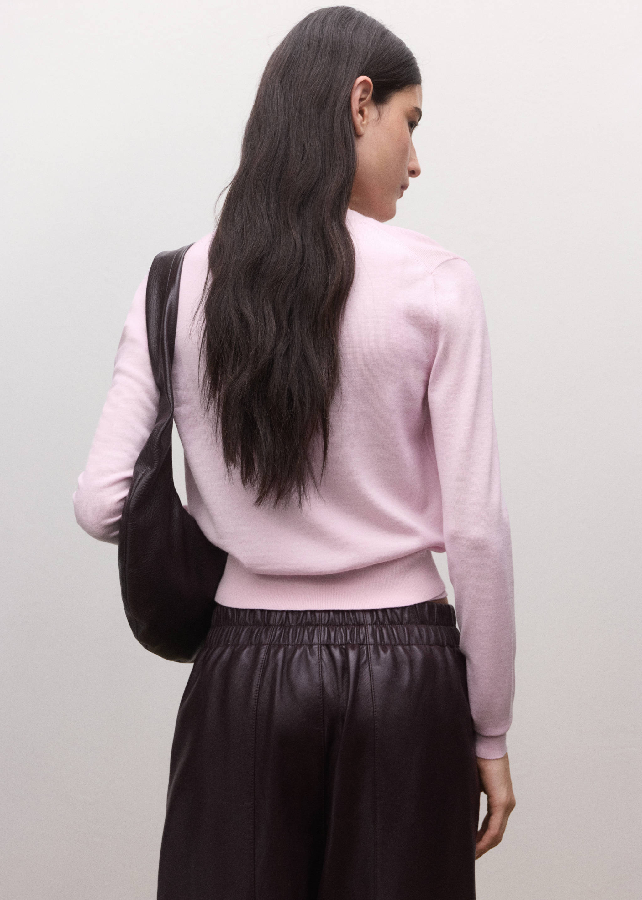 سترة من الصوف 100% - الجهة الخلفية للمنتج, وردي. Ref: 27084440-00.