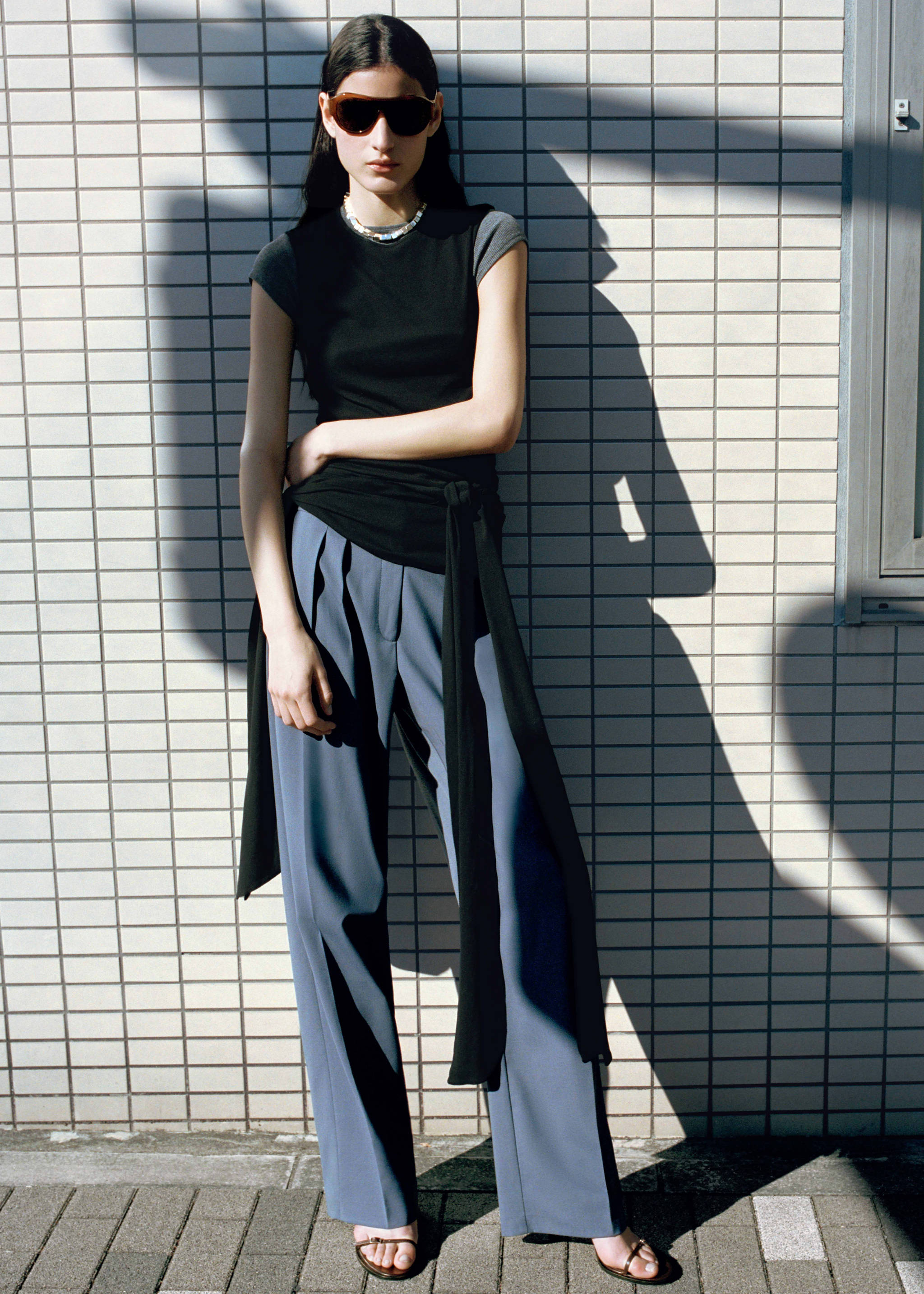 Cotton top with knot detail - General plane, Black. Ref: 27084441-00.