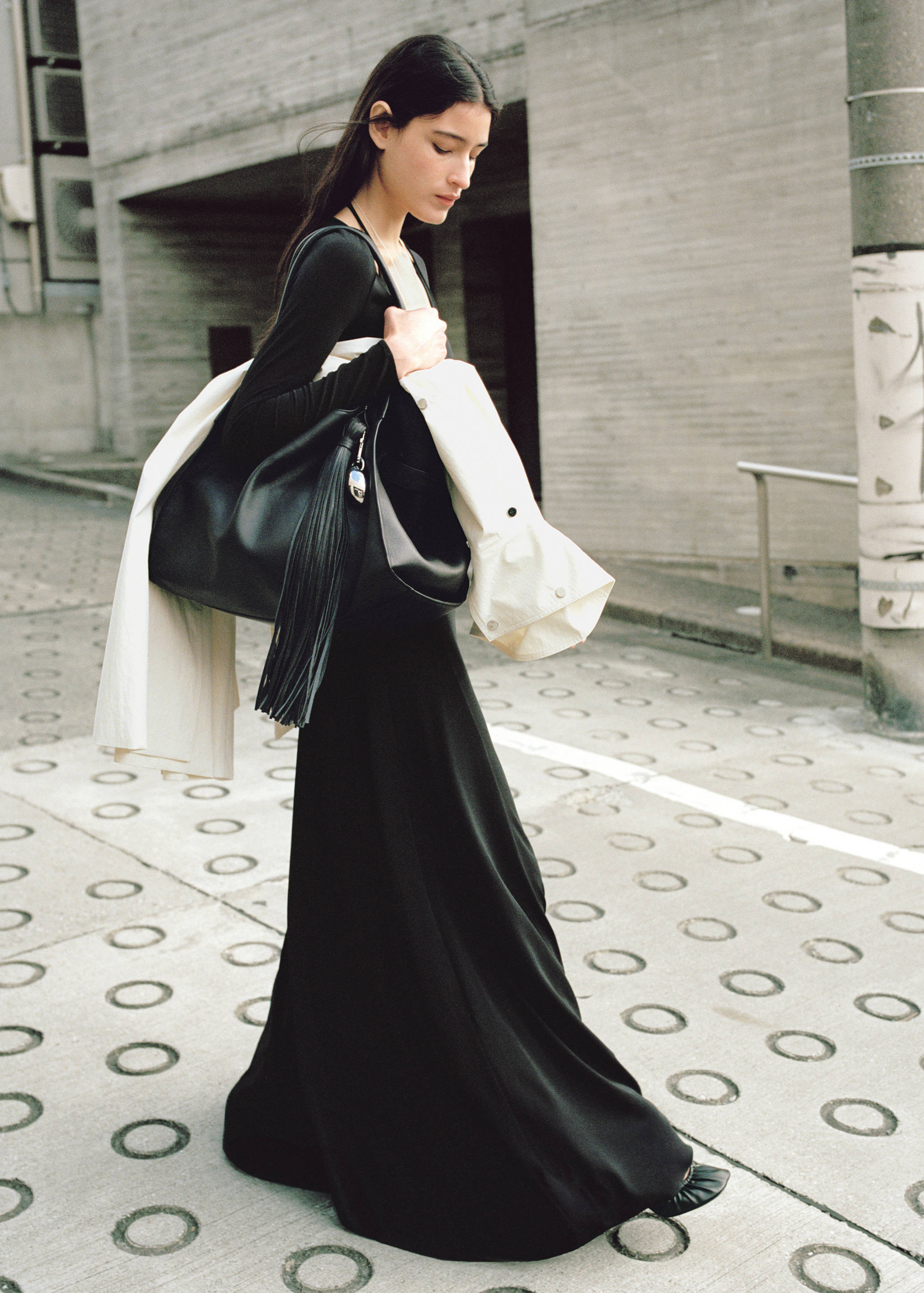 Vestido cuello combinado punto fino - Plano medio