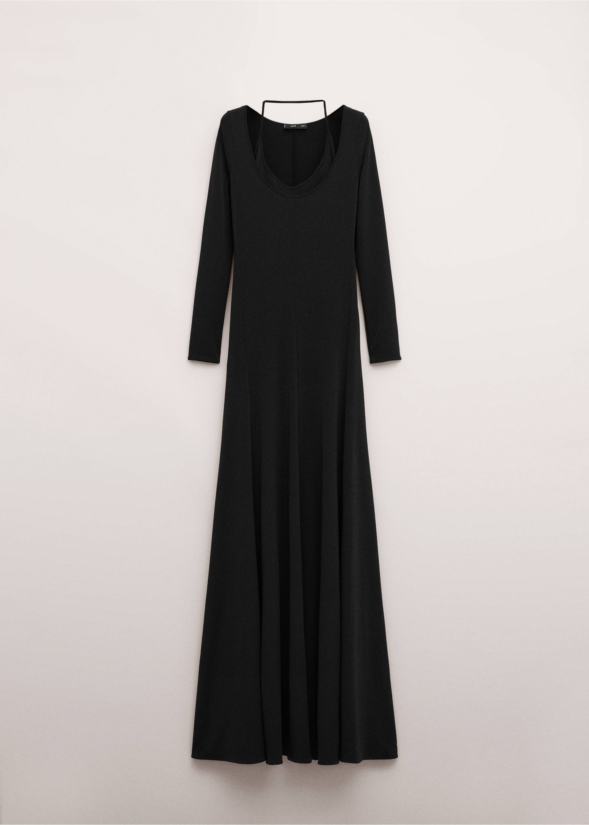 Сукня з комбінованим коміром із тонкого трикотажу - Товар без моделі, Чорний. Ref: 27084444-00.