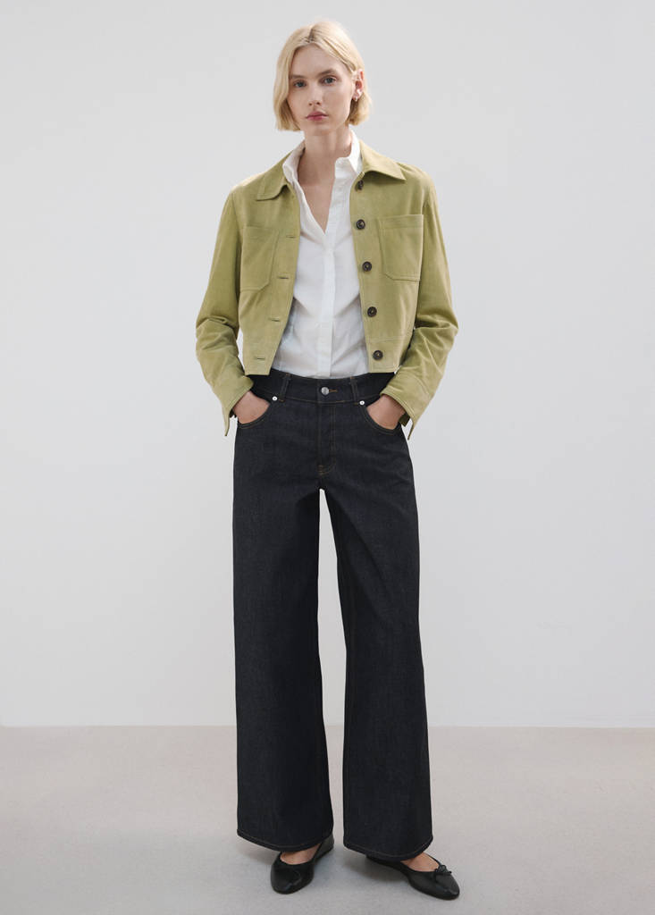 Low-rise wide leg jeans in rinse wash — Open Blue