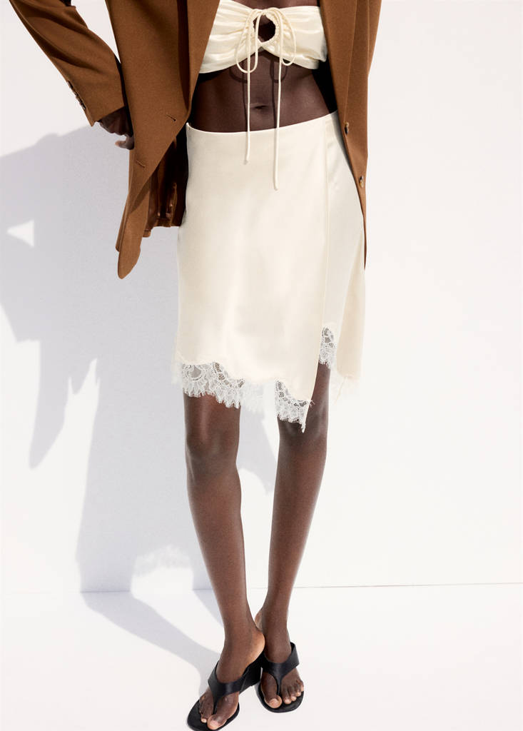 Lingerie wrap skirt with slit